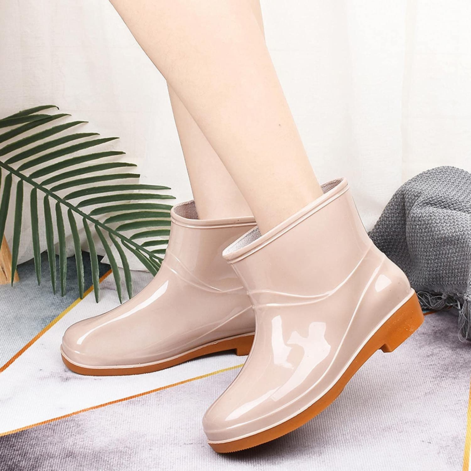 Aunimeifly Short rain Boots for Women and Waterproof Garden Shoes Stylish Light Ankle Rain Shoes and
