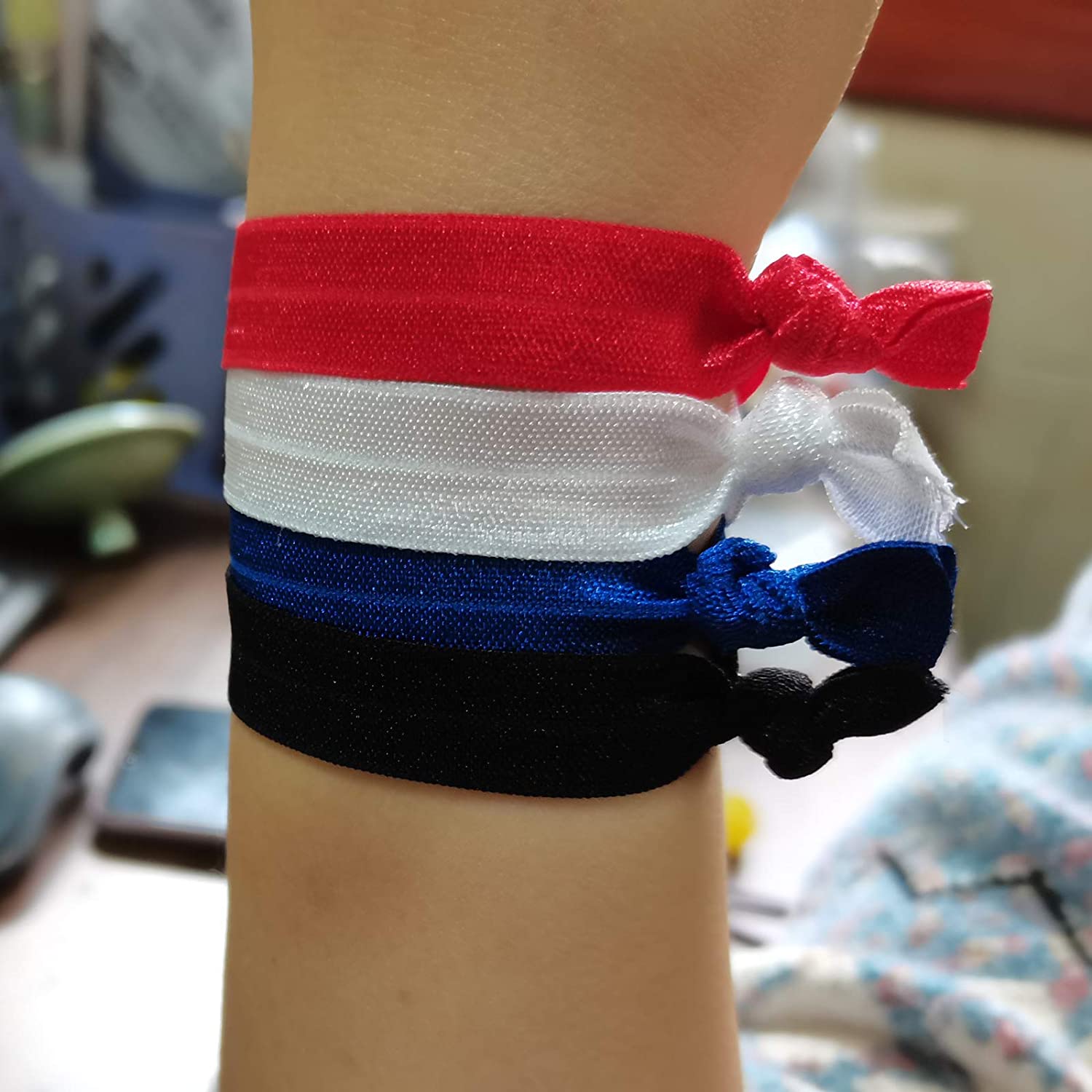 Hair Ties Set for Women Elastic Ribbon Ponytail Holders, No Crease Knotted Cloth Stretch Hairbands N