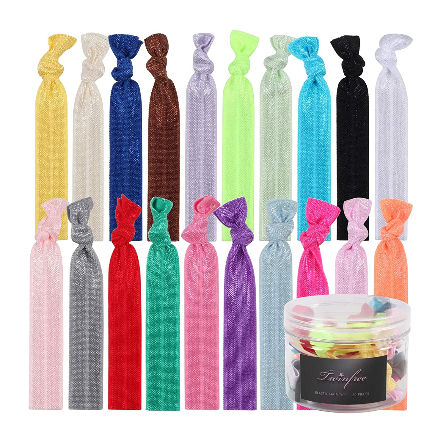 Hair Ties Set for Women Elastic Ribbon Ponytail Holders, No Crease Knotted Cloth Stretch Hairbands N