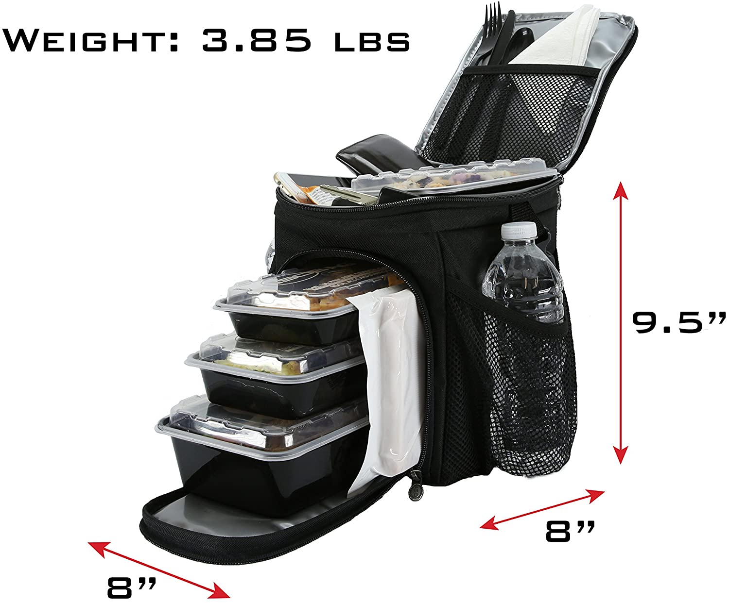 Meal Prep Bag ISOCUBE 3 Meal Insulated Lunch Bag Cooler with 6 Stackable Meal Prep Containers, 2 ISO