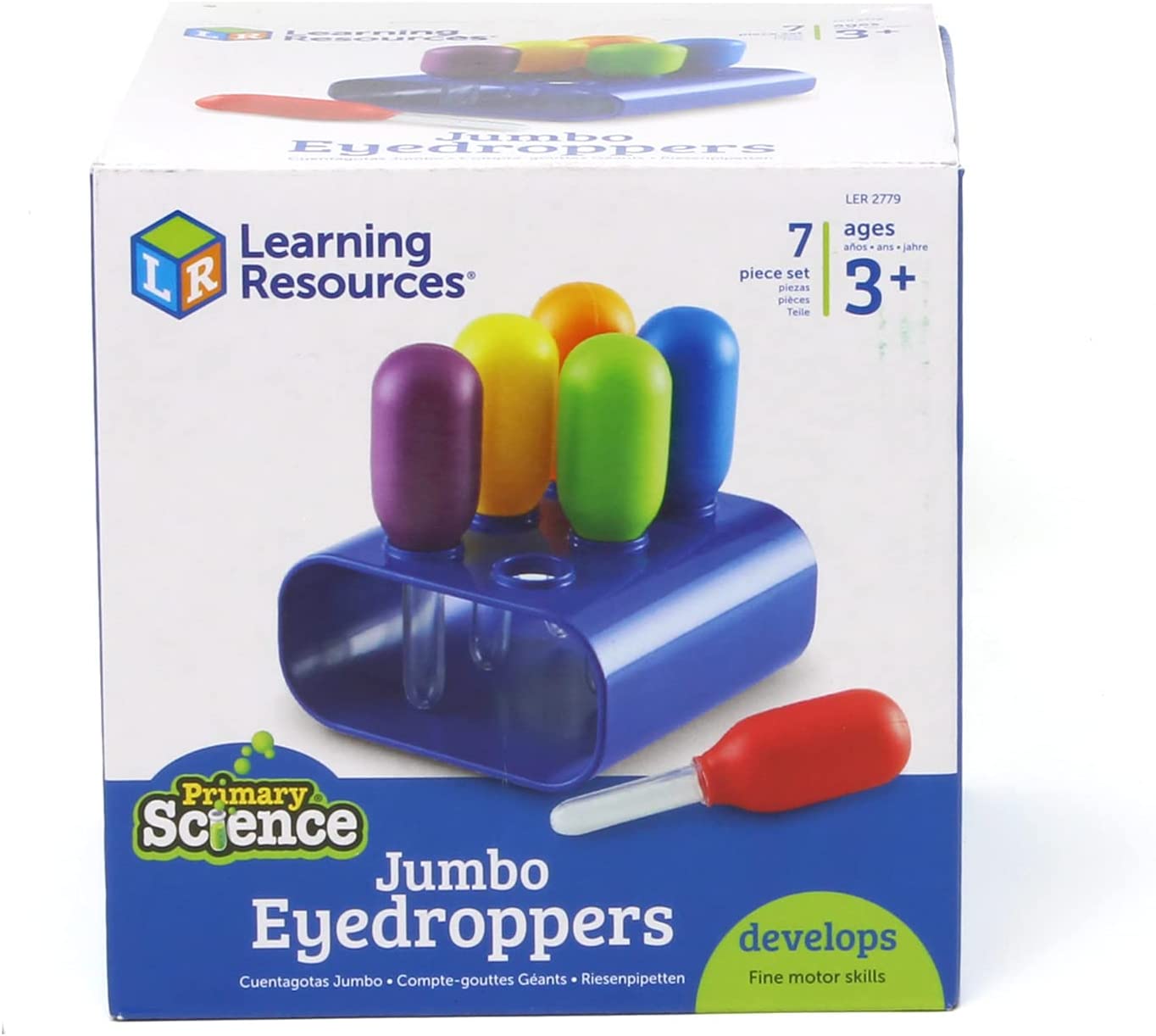 Learning Resources Jumbo Colorful Eyedroppers - Set of 6 with Stand, Ages 3+ Science Class Tools, Pr
