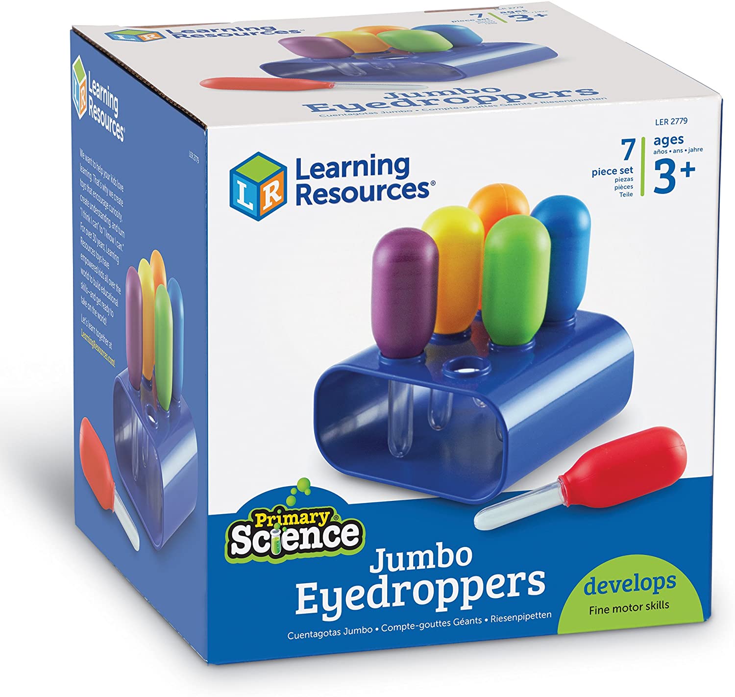 Learning Resources Jumbo Colorful Eyedroppers - Set of 6 with Stand, Ages 3+ Science Class Tools, Pr