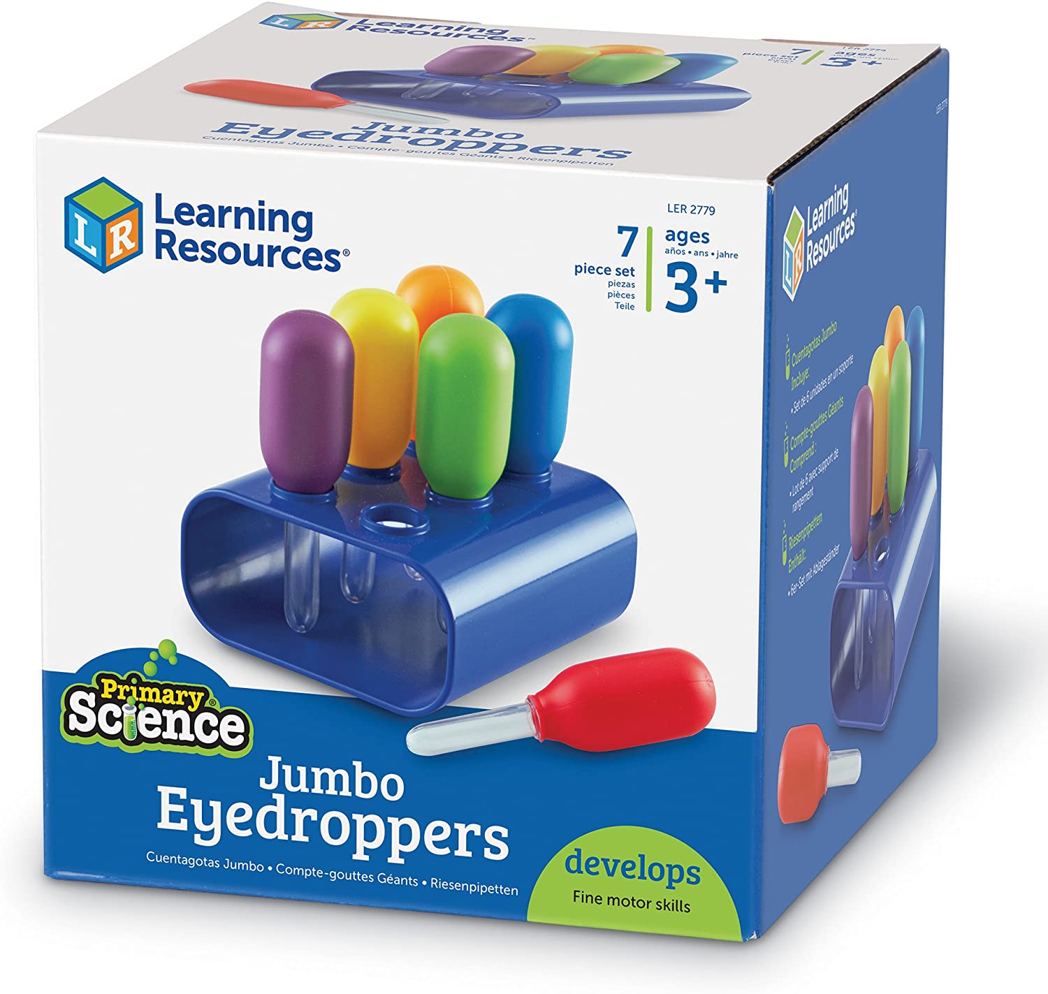 Learning Resources Jumbo Colorful Eyedroppers - Set of 6 with Stand, Ages 3+ Science Class Tools, Pr