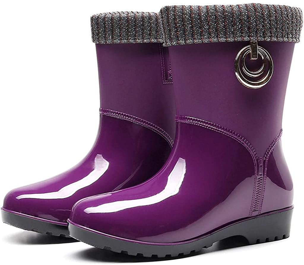 Aunimeifly Short rain Boots for Women and Waterproof Garden Shoes Stylish Light Ankle Rain Shoes and