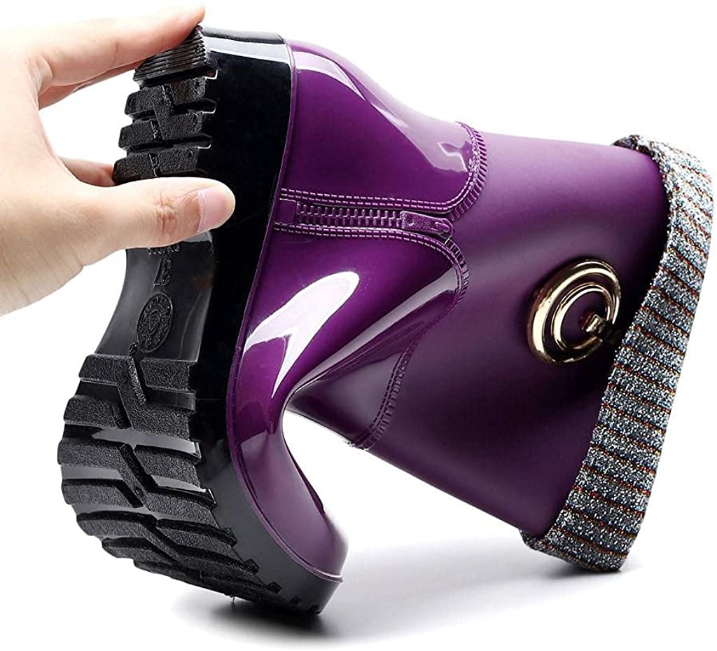 Aunimeifly Short rain Boots for Women and Waterproof Garden Shoes Stylish Light Ankle Rain Shoes and