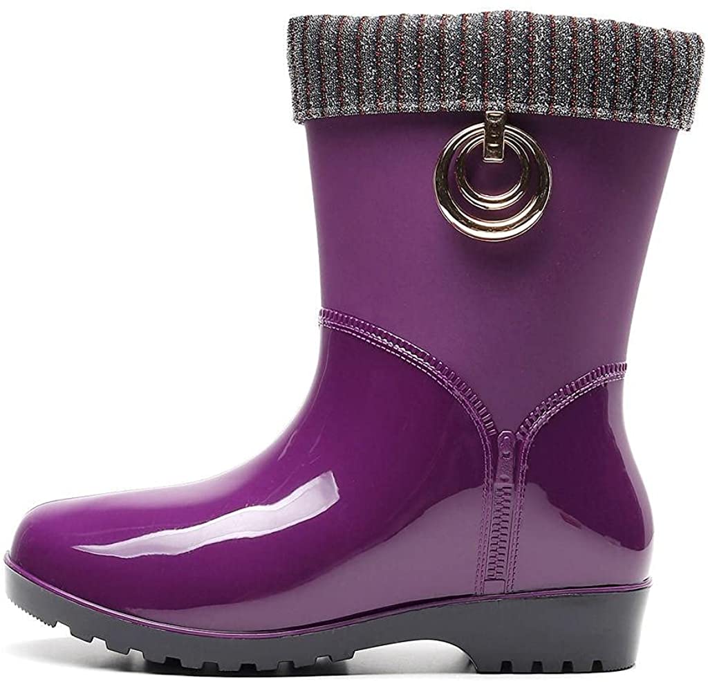 Aunimeifly Short rain Boots for Women and Waterproof Garden Shoes Stylish Light Ankle Rain Shoes and