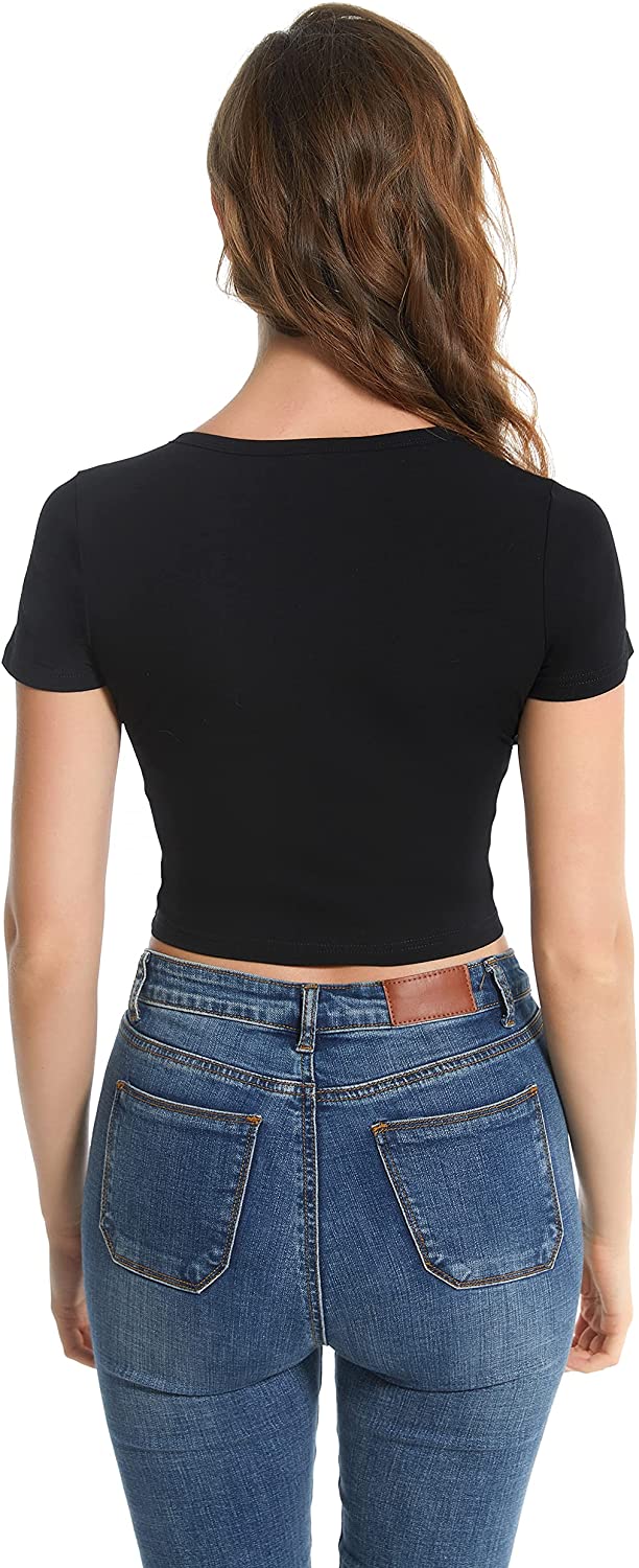 ACANI Crop Tops for Women Crop Top Cotton,Scoop Neck,Short Sleeve Tank Tops Women Girls