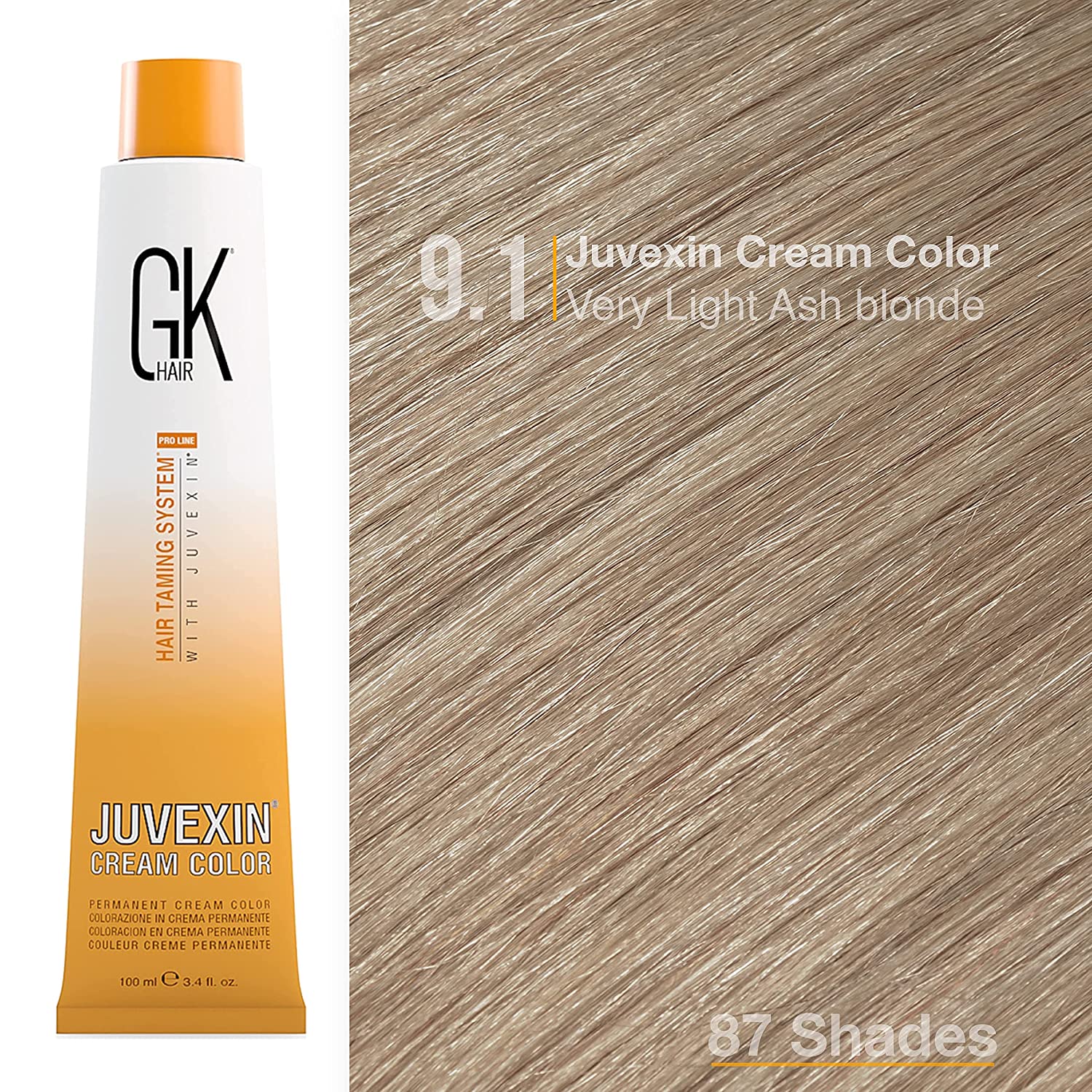 GK HAIR Global Keratin Semi Permanent Hair Cream Color with 87+ Shades (3.4 Fl Oz/100ml) Nourishing