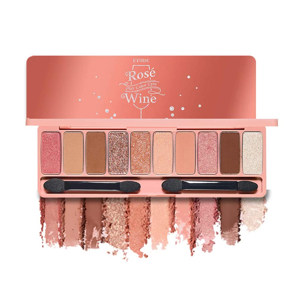 ETUDE Play Color Eyes #Rose Wine (21AD) | Vivid 10 Color Eye Shadow Palette that Consists of Matte, 