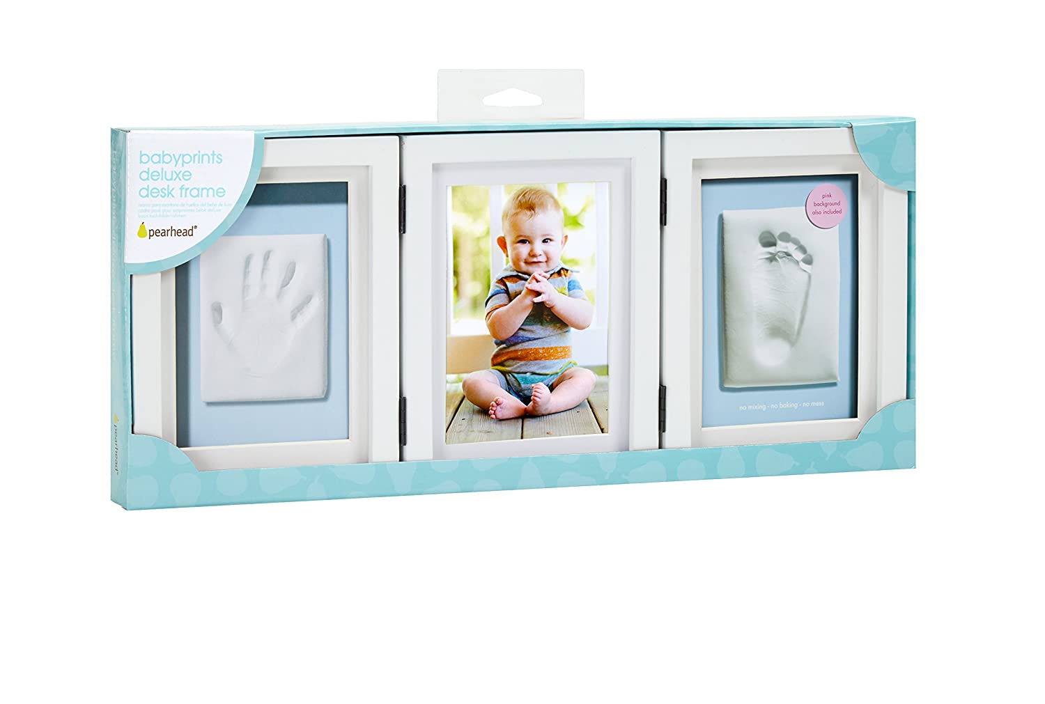 Pearhead Babyprints Baby Handprint and Footprint Deluxe Desk Photo