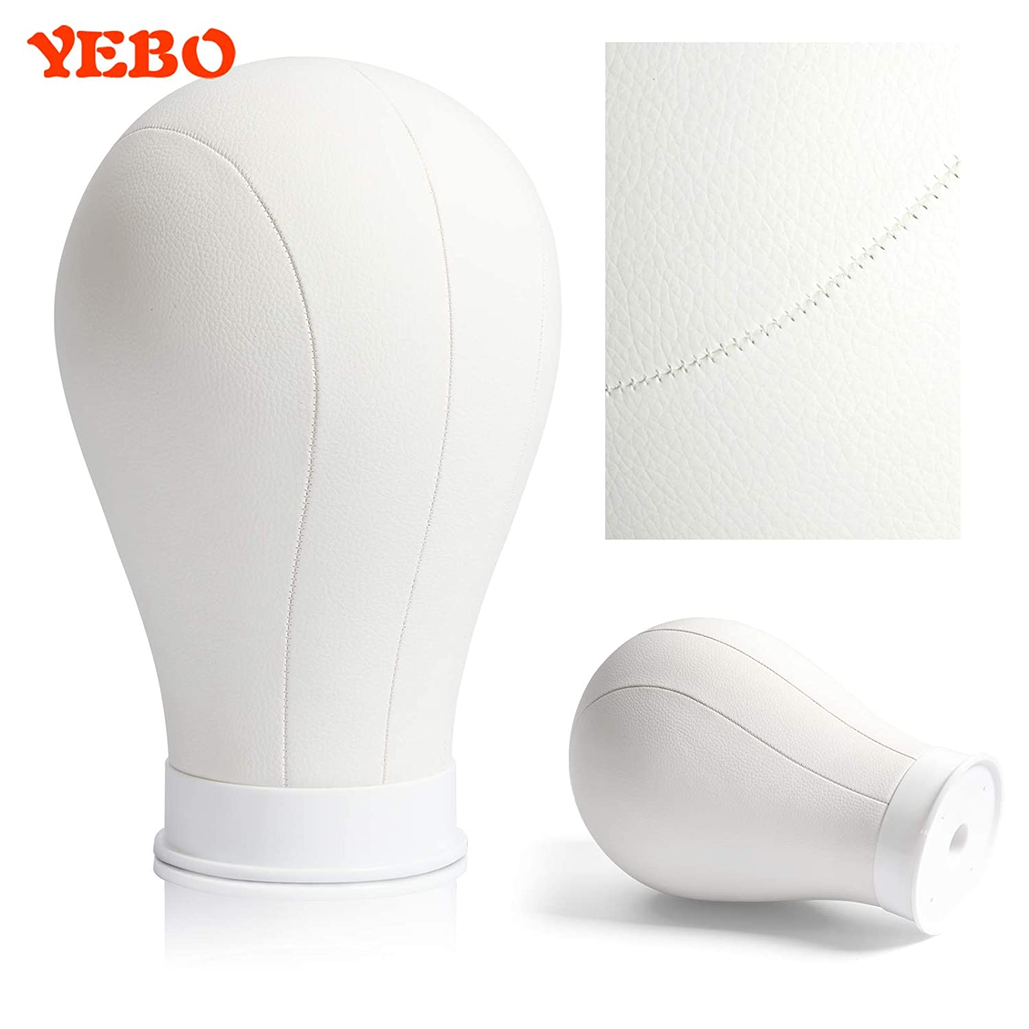 YEBO 22 Inch Leather Canvas Block Head Setfor Wig Making Wig Display Styling Head with Mount Hole(Ca