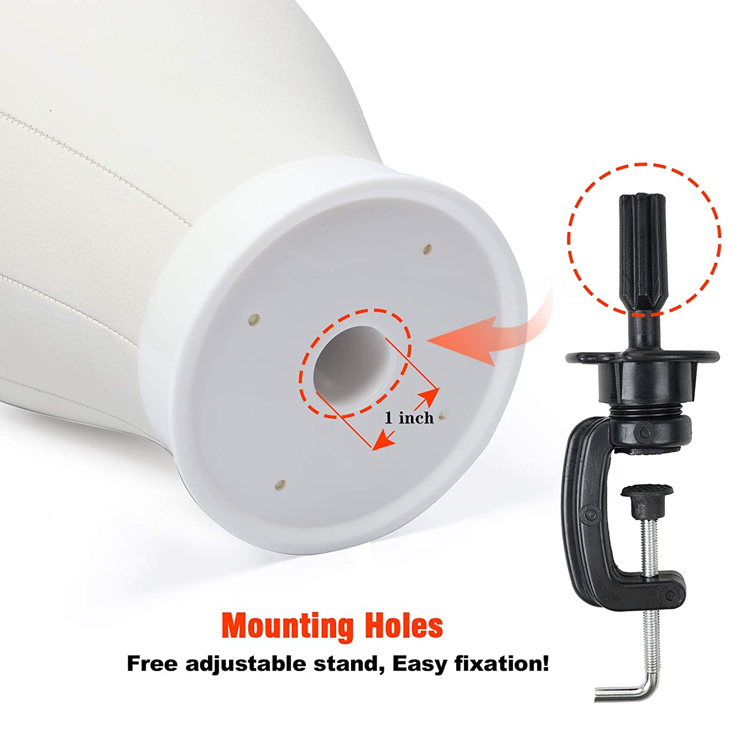 YEBO 22 Inch Leather Canvas Block Head Setfor Wig Making Wig Display Styling Head with Mount Hole(Ca