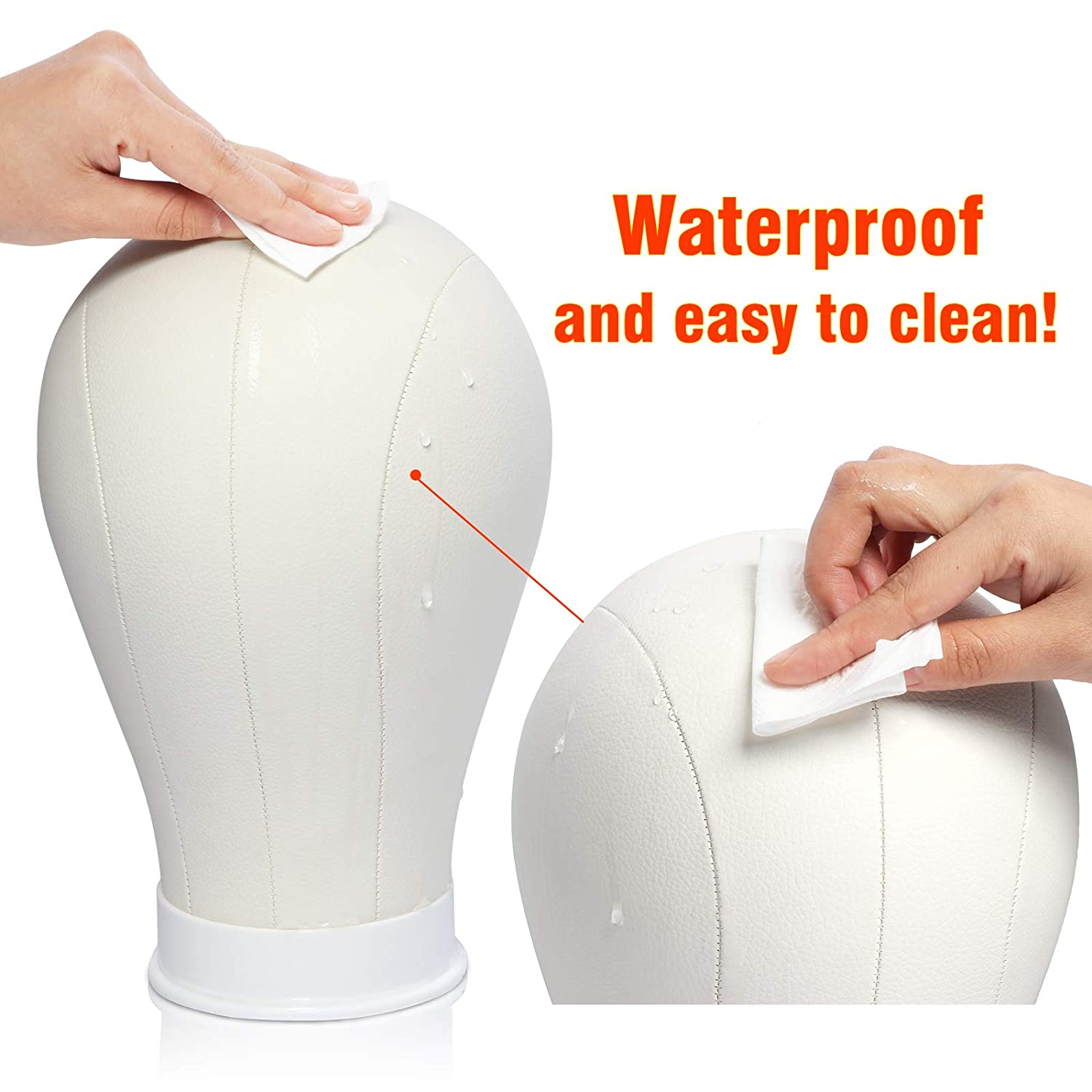 YEBO 22 Inch Leather Canvas Block Head Setfor Wig Making Wig Display Styling Head with Mount Hole(Ca