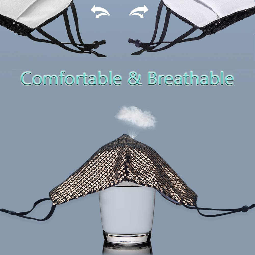 Halloween Christmas Masquerade Mask for Women Bling Sequins Fashion Party Face Mask for Girls