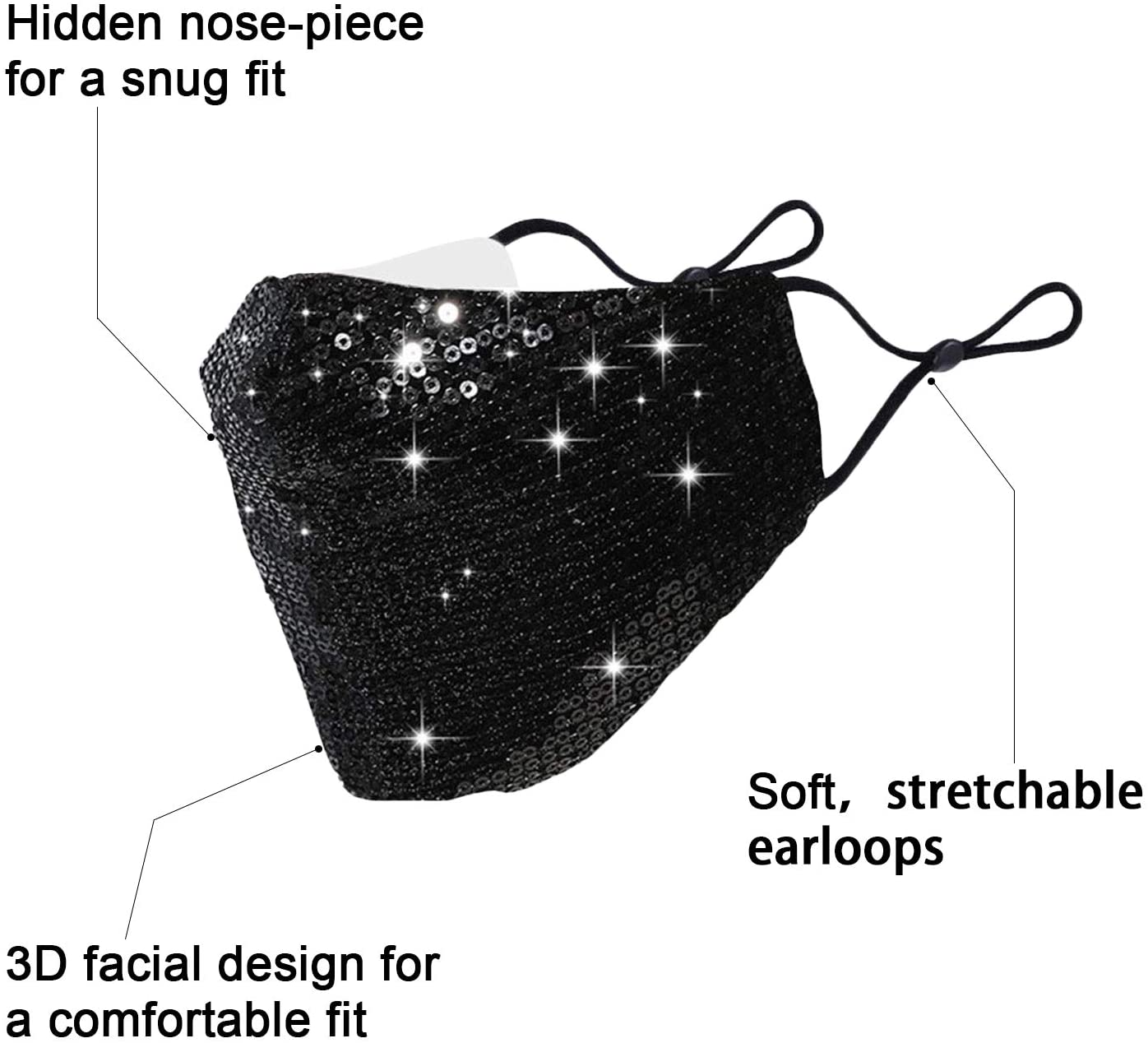 Halloween Christmas Masquerade Mask for Women Bling Sequins Fashion Party Face Mask for Girls