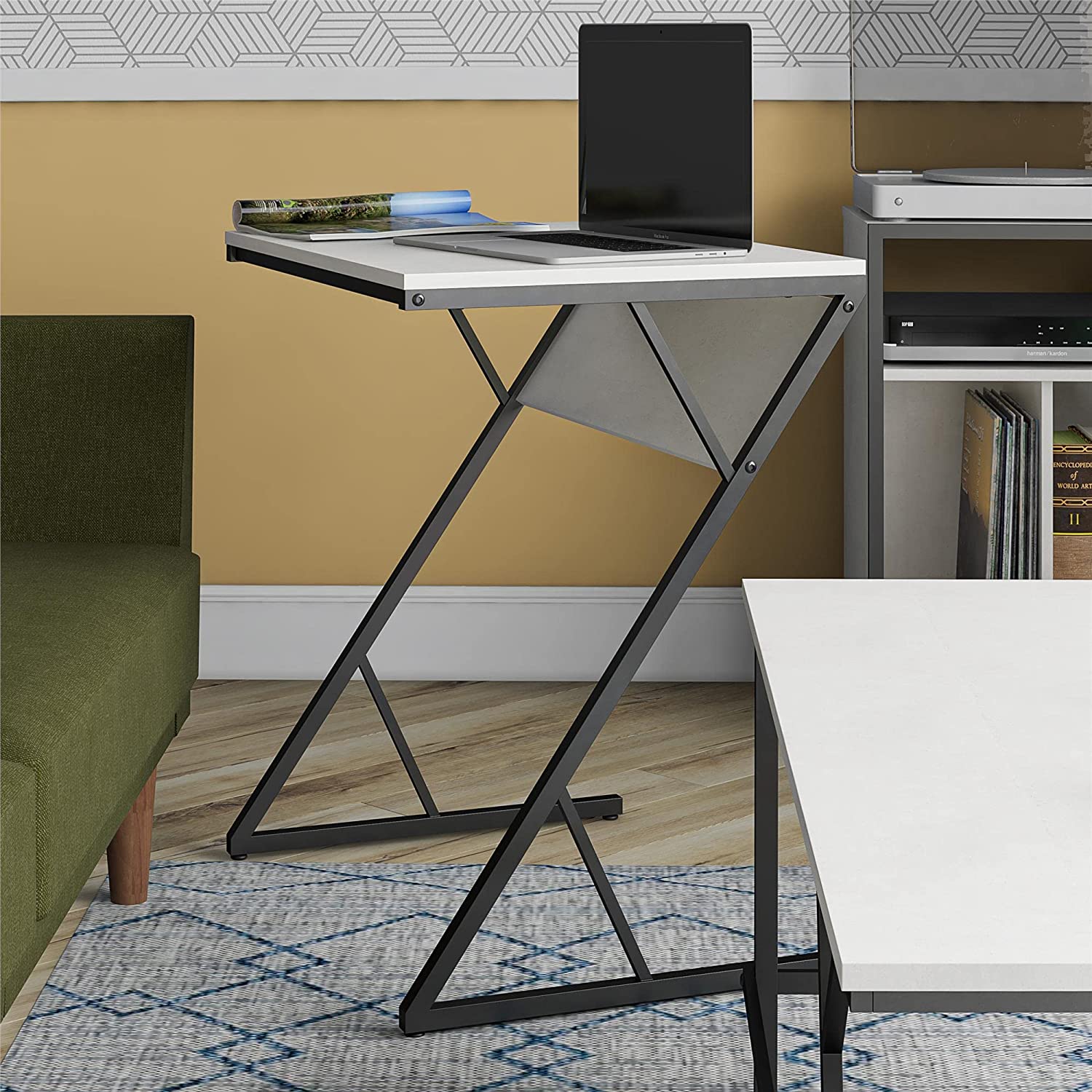 Novogratz Accent Table/Laptop Desk, Plaster/Gunmetal