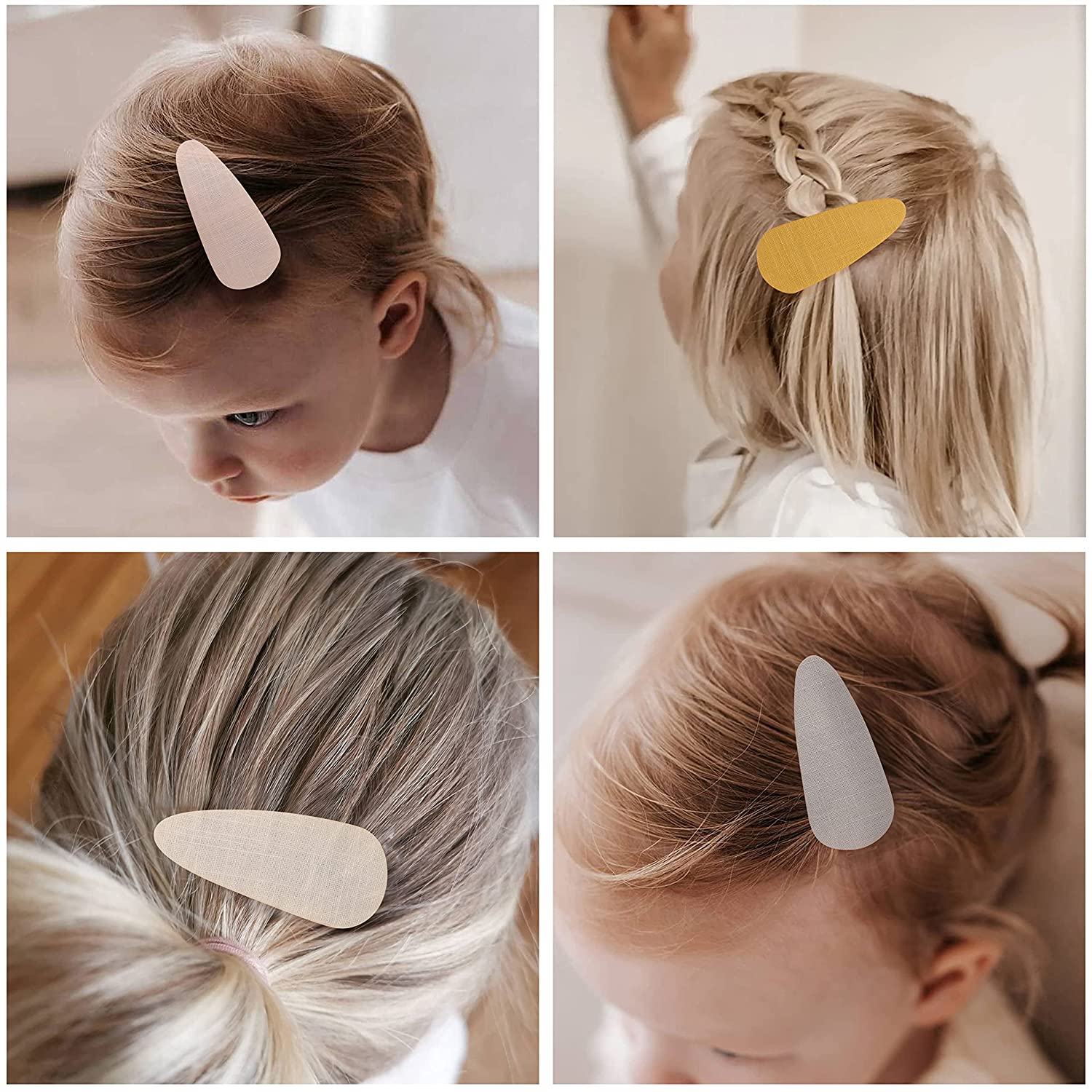 Hair Clips for Girls,Snap Barrettes for Women,12 Pack Solid colors Linen Hair Accessories for Baby T