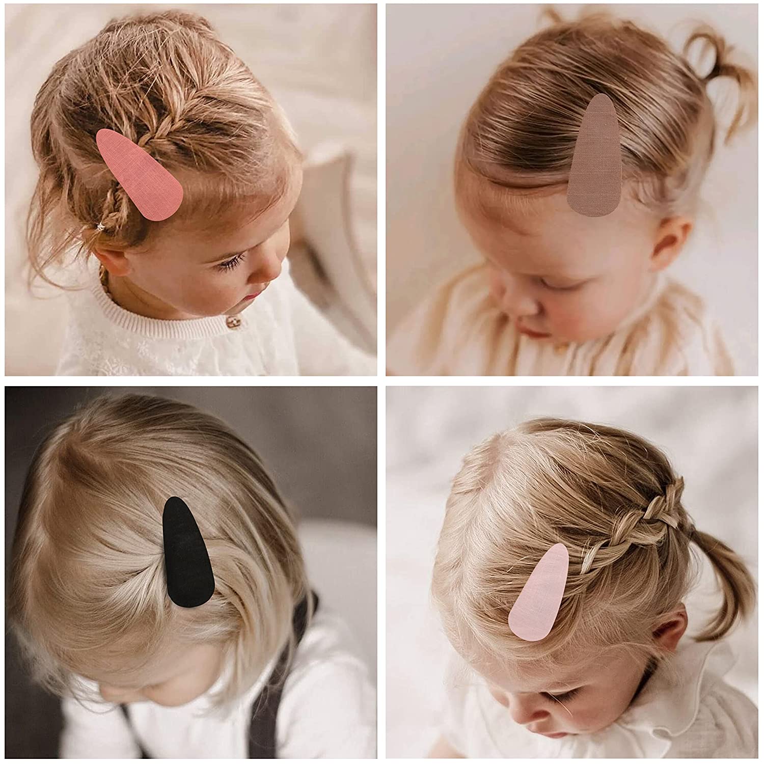 Hair Clips for Girls,Snap Barrettes for Women,12 Pack Solid colors Linen Hair Accessories for Baby T