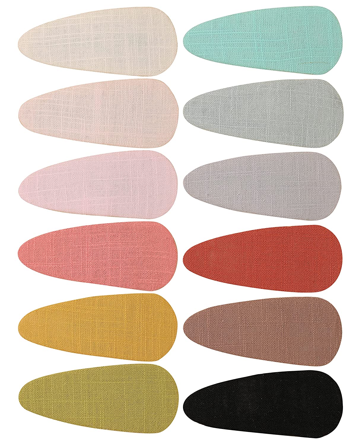 Hair Clips for Girls,Snap Barrettes for Women,12 Pack Solid colors Linen Hair Accessories for Baby T