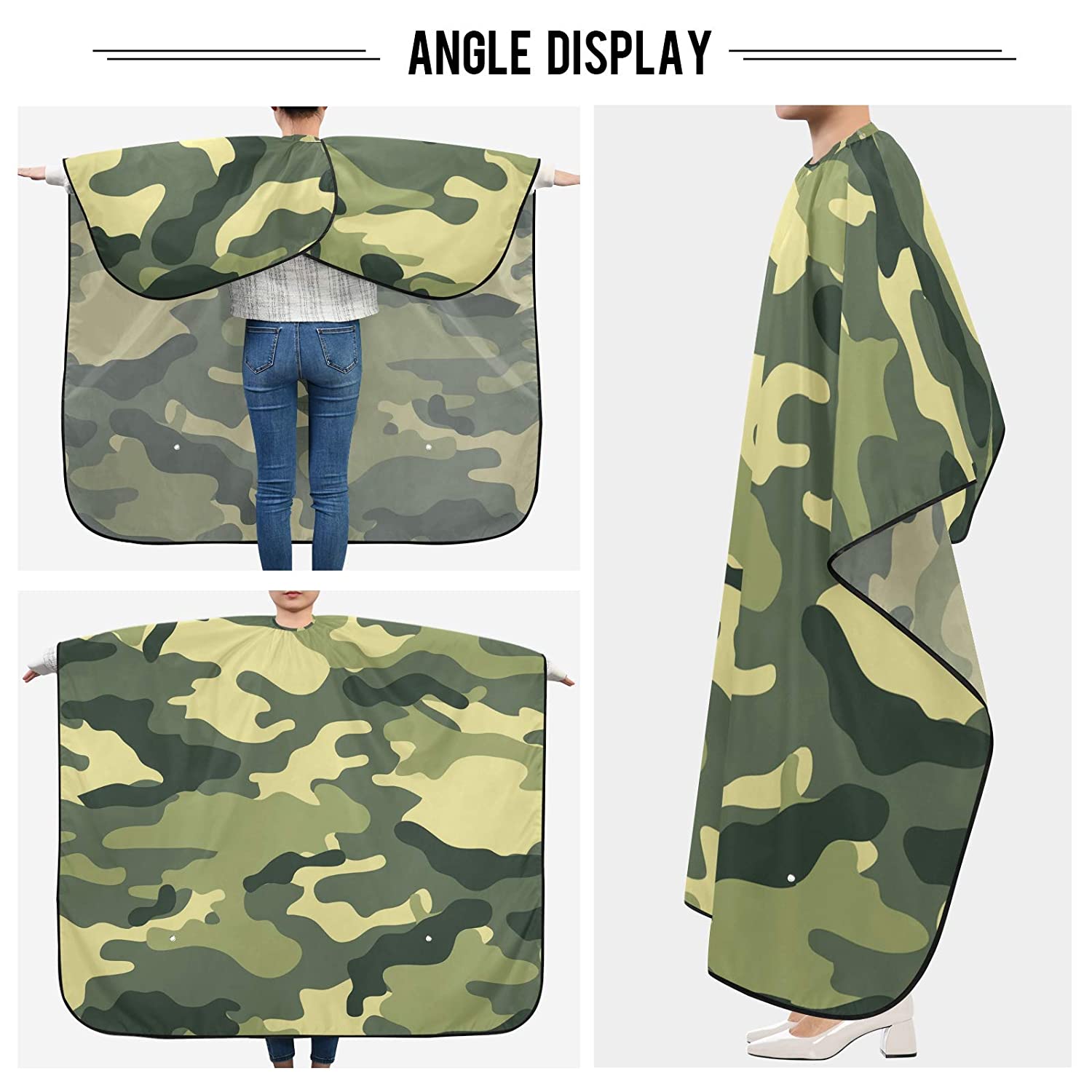 Camo Green Hair Cut Cap Waterproof Hairdresser Dressing Salon Gown Apron Cloak Cloth for Salon 55 in