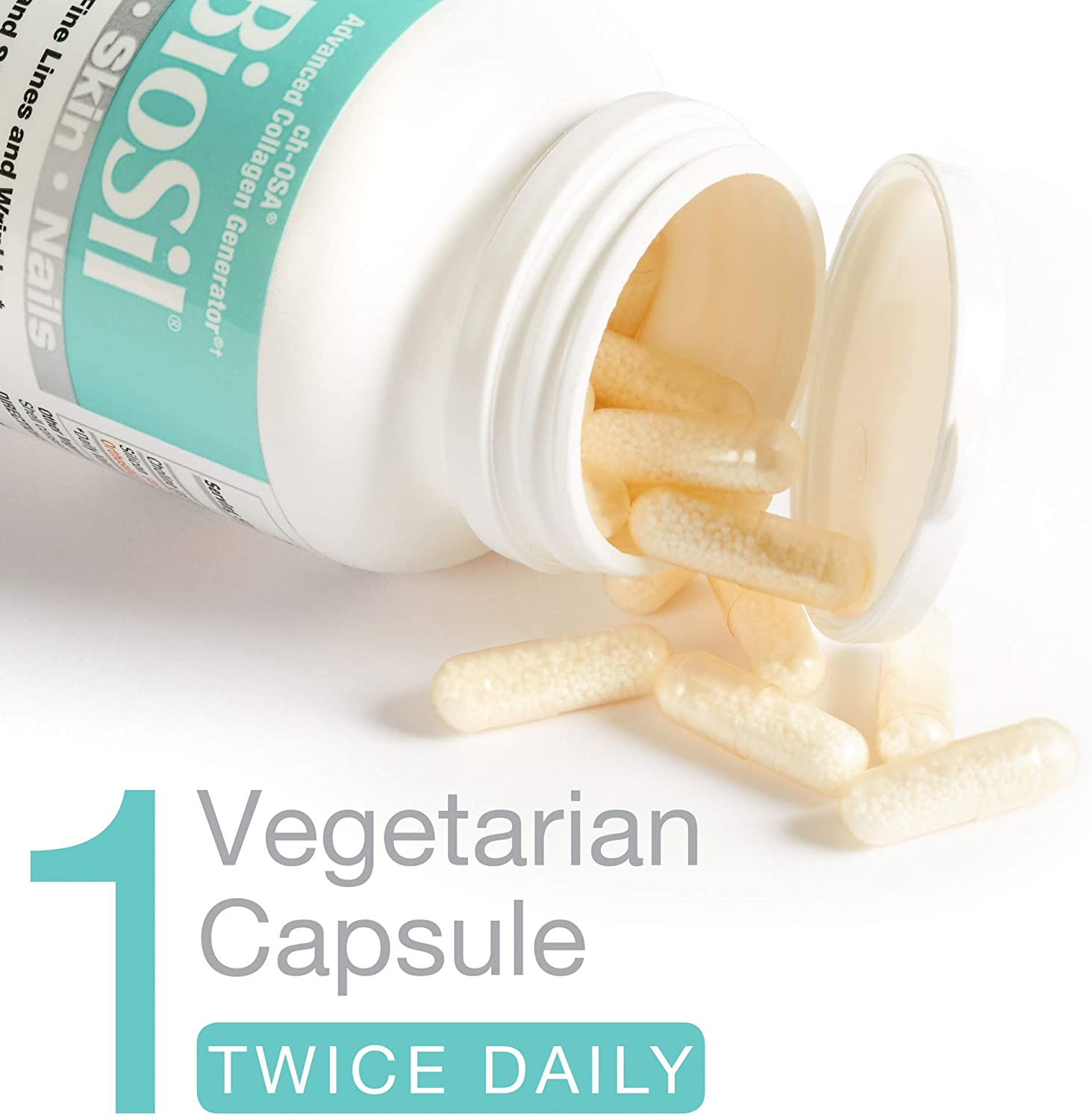 BioSil by Natural Factors, Hair, Skin, Nails, Supports Healthy Growth and Strength, Vegan Collagen,