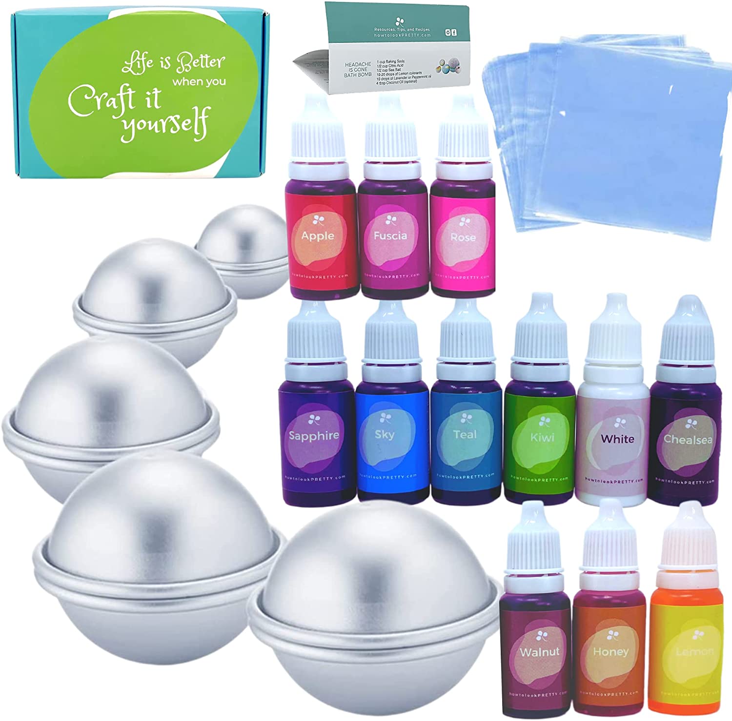12 Color 0.35 oz Rainbow Natural Food Grade Coloring Set - 10 Pcs 3 Sizes Food Grade Metal Molds —