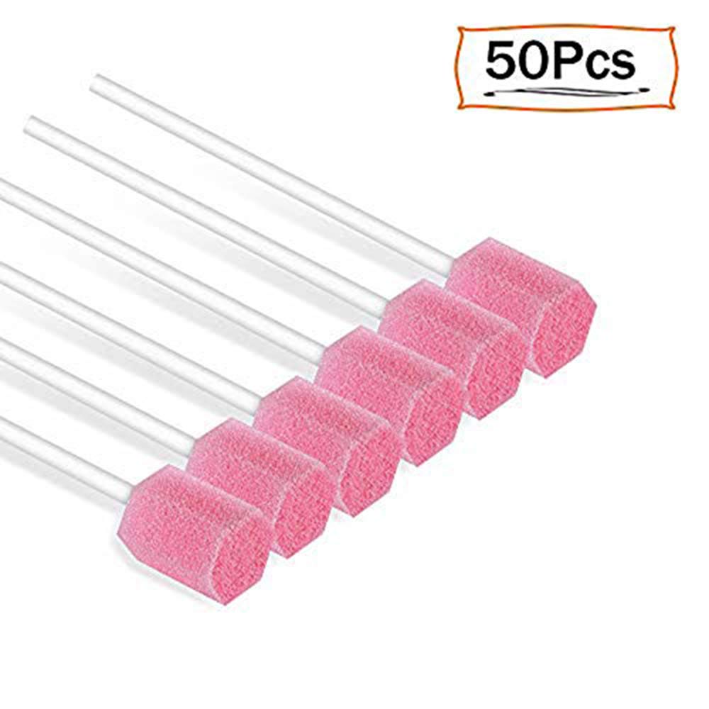 (50 Pack) Disposable Oral Swabs, Sterile Dental Sponge Swabsticks Unflavored for Mouth & Gum Cleanin