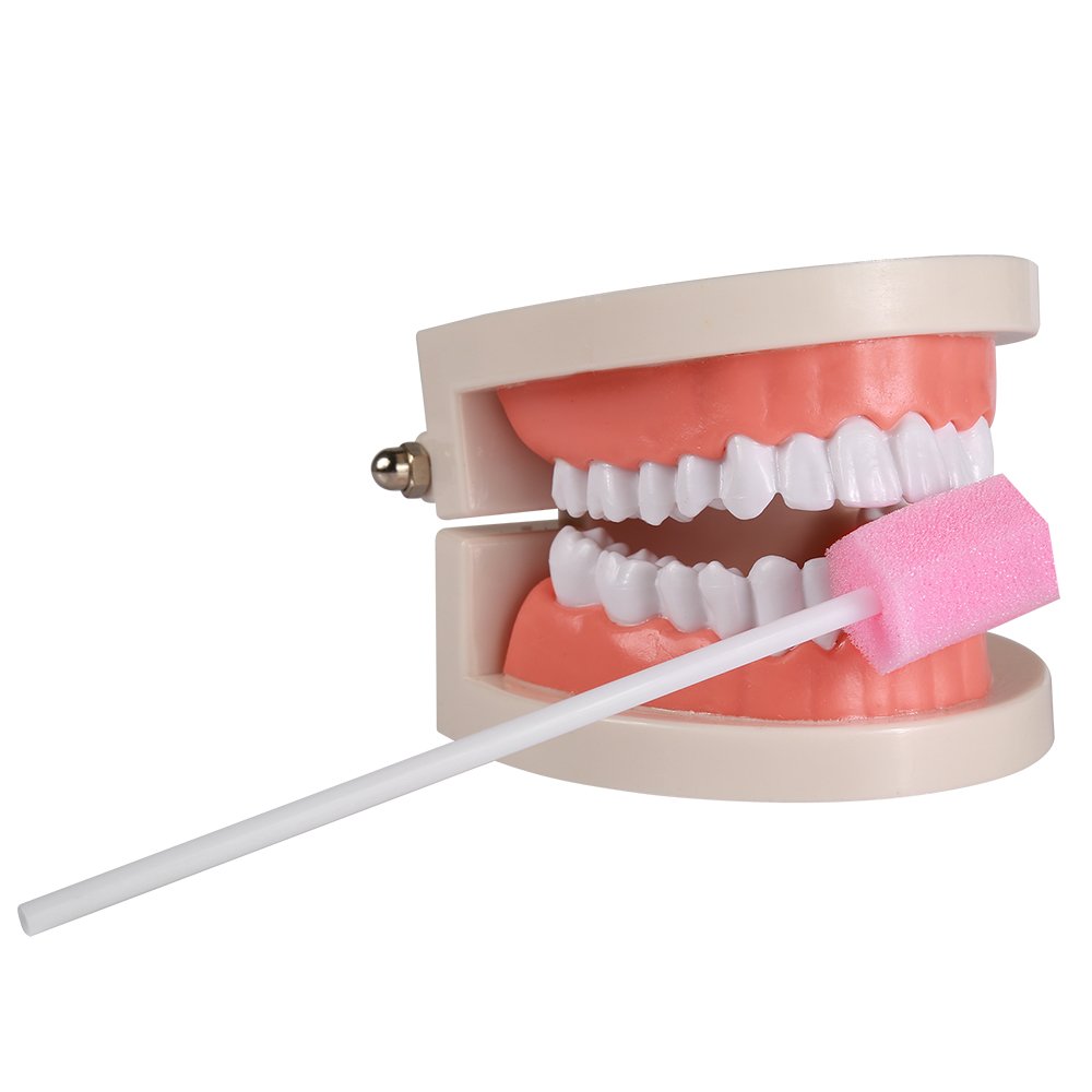 (50 Pack) Disposable Oral Swabs, Sterile Dental Sponge Swabsticks Unflavored for Mouth & Gum Cleanin