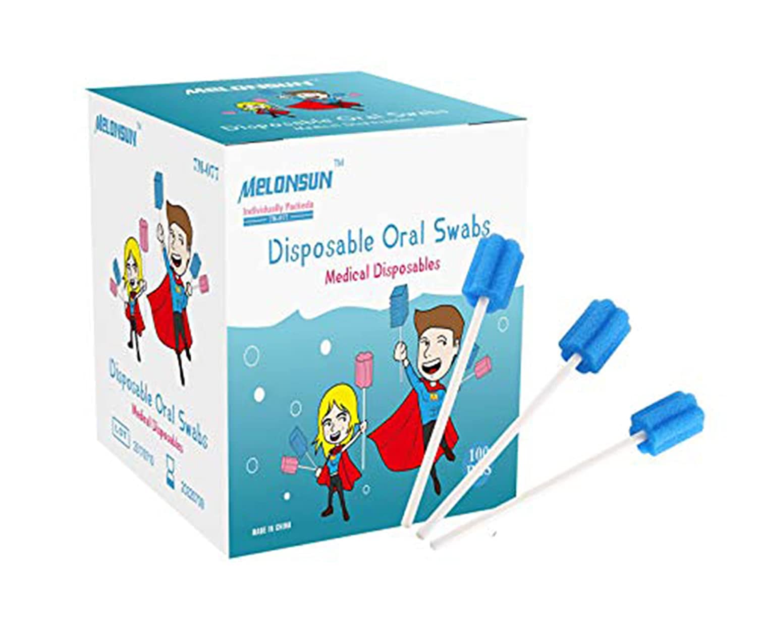 Disposable Oral Swabs, Individually Wrapped Mouth Swabs Sponge, MELONSUN Dental Swabsticks Unflavore