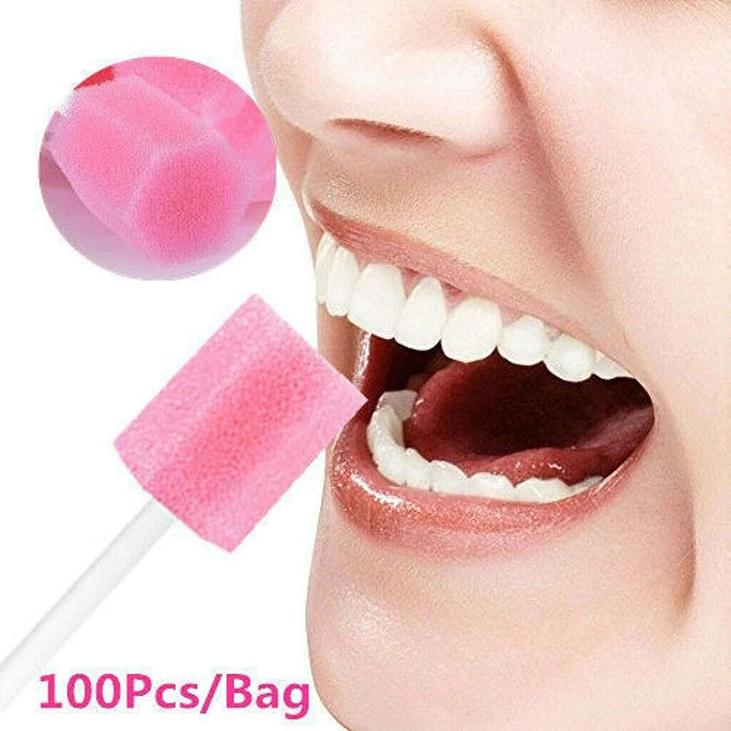 ZHUYIYI 100 Pieces/set Disposable Oral Swabs Stick, Unflavored Dental Swabsticks for Health Care, Po