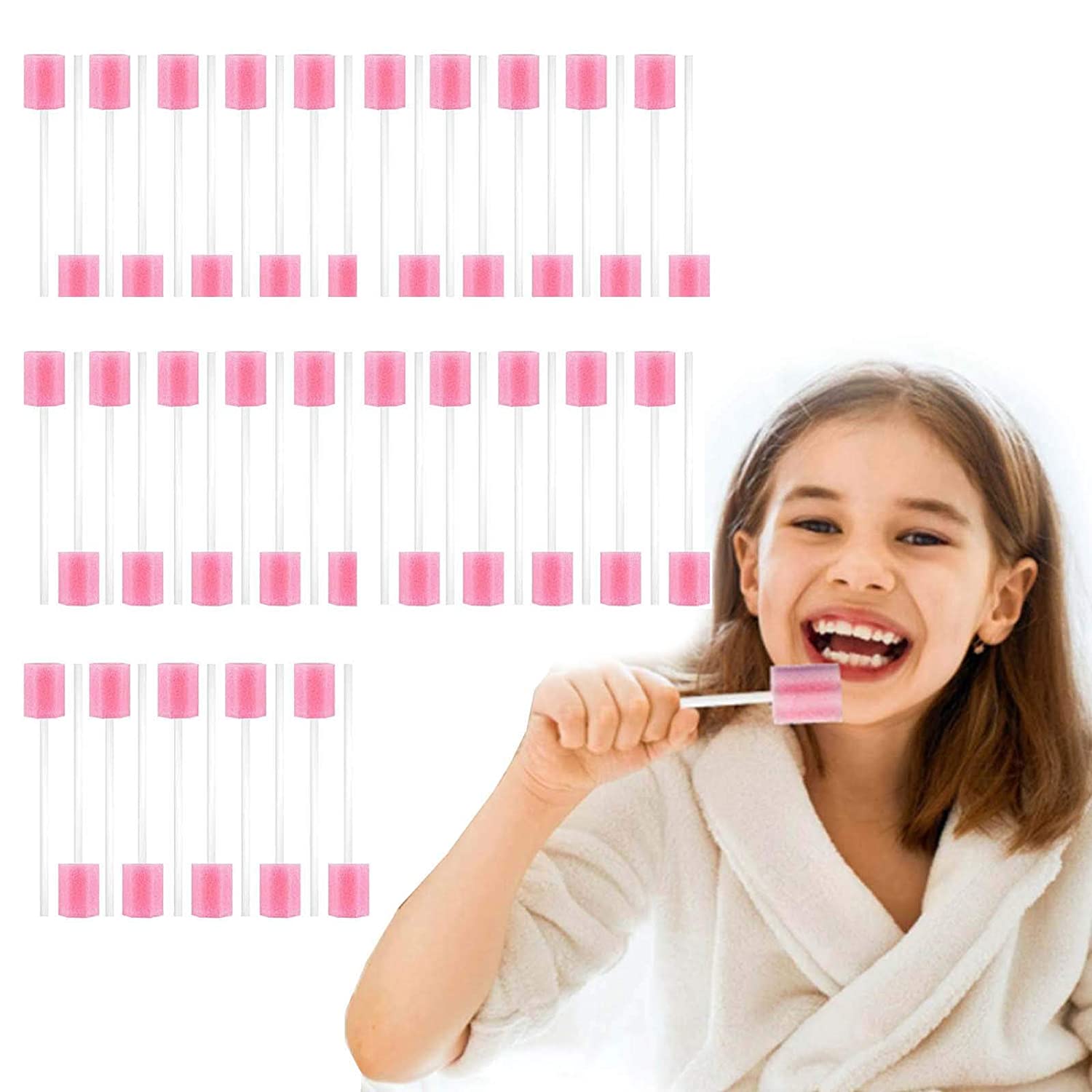 ZHUYIYI 100 Pieces/set Disposable Oral Swabs Stick, Unflavored Dental Swabsticks for Health Care, Po