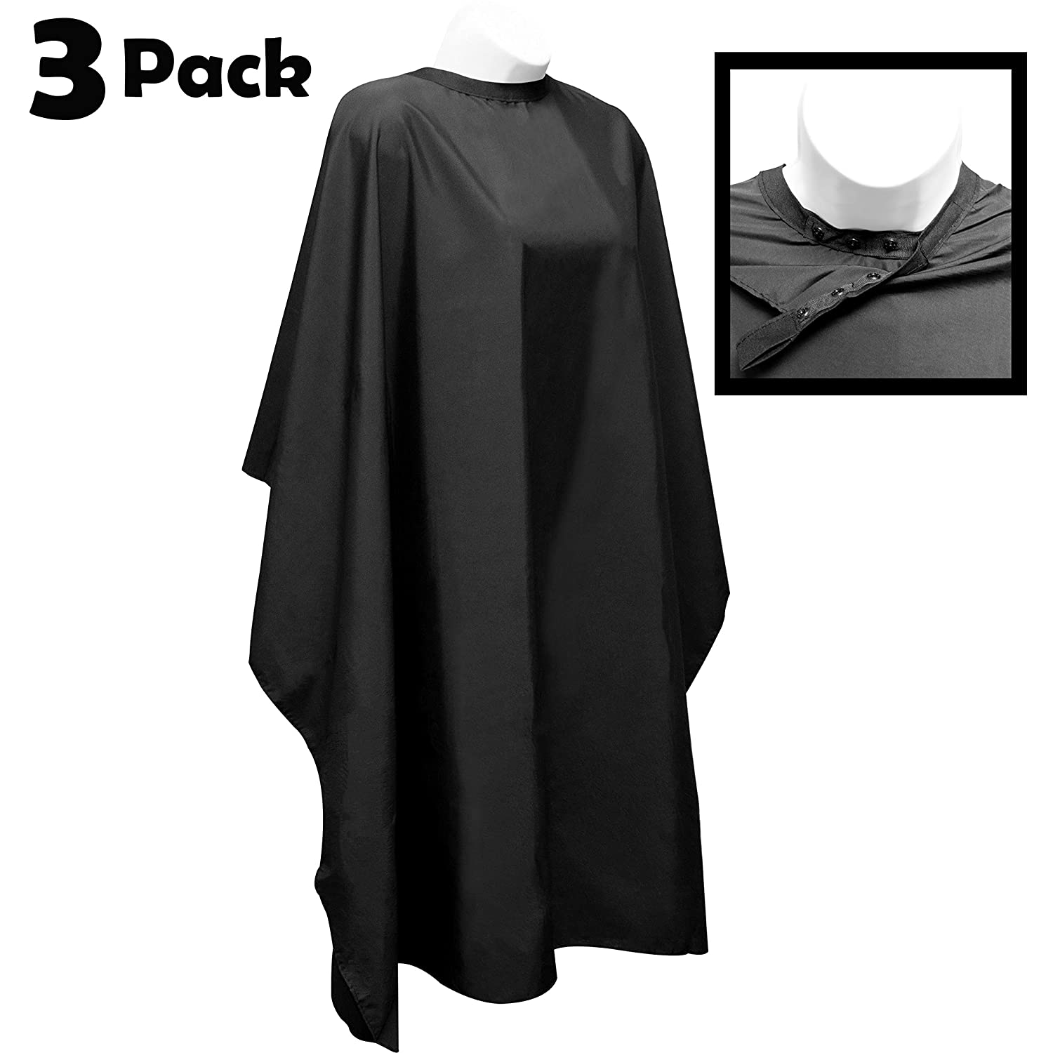 3 Pk Professional Salon Cape, Nylon salon capes for clients 3 pk capes for hair stylist With Snap Cl