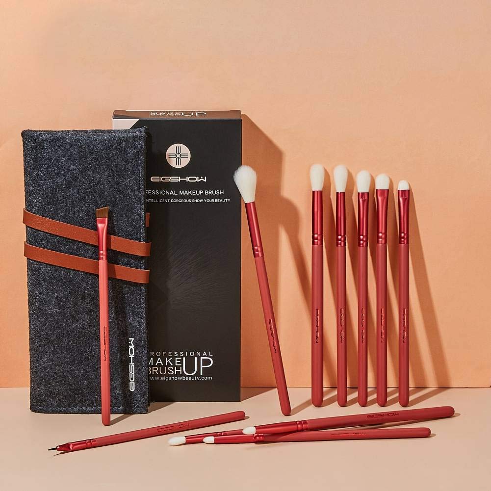 EIGSHOW Makeup Eye Brush Set and Makeup Brush Drying Rack Bundle