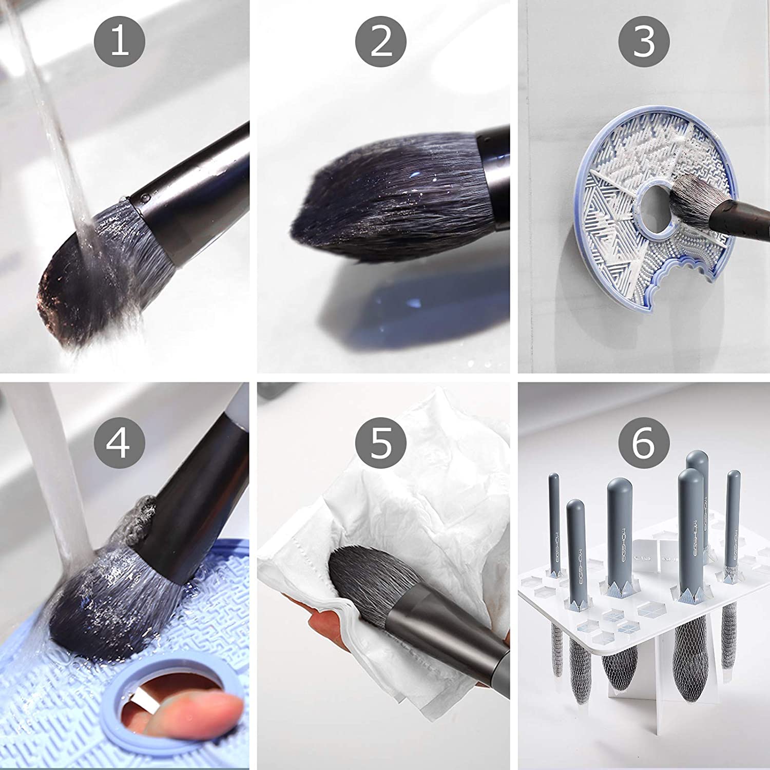 EIGSHOW Makeup Eye Brush Set and Makeup Brush Drying Rack Bundle