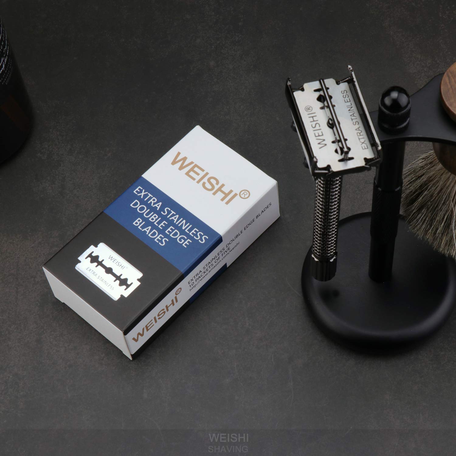 WEISHI 50 Count Double Edge Safety Razor Extra Stainless Blades