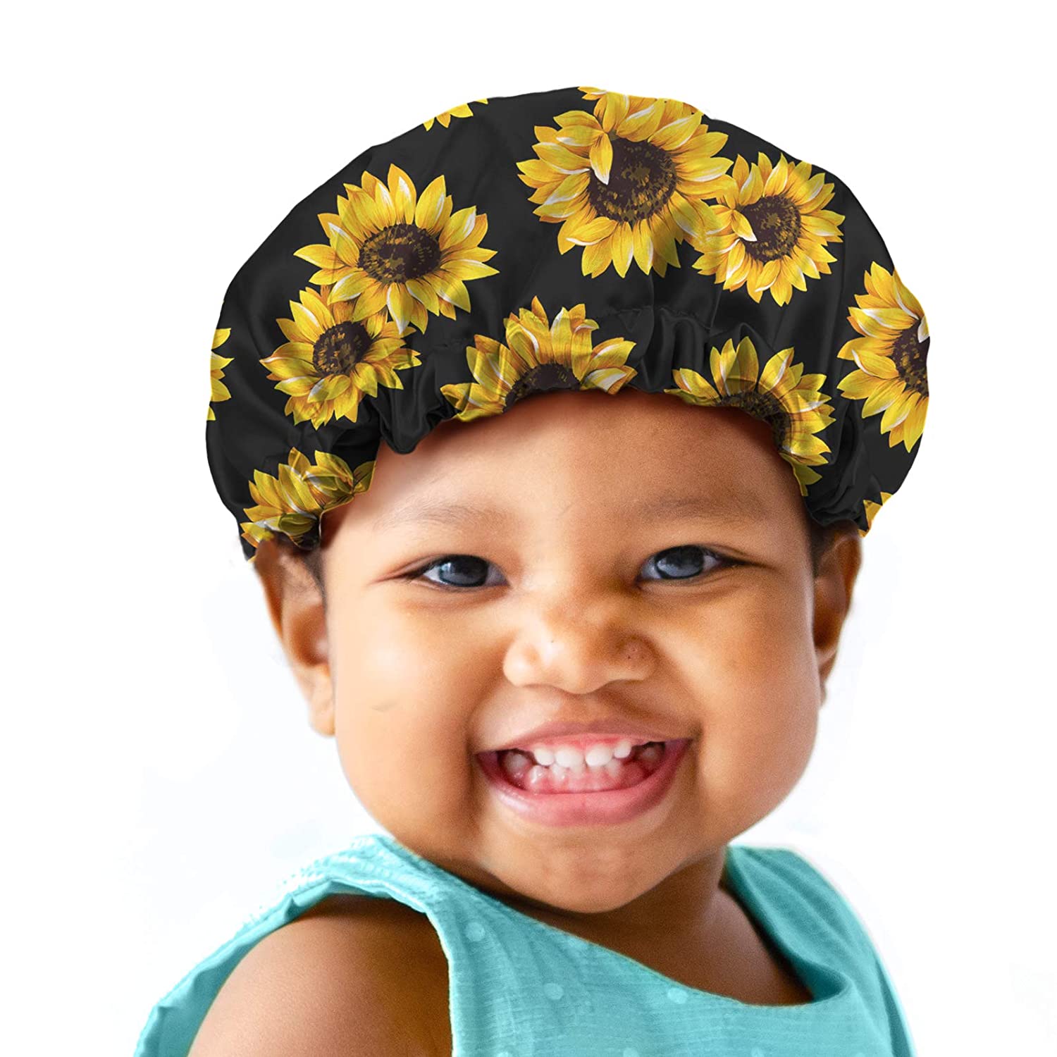 Babrukda Kids Satin Sleep Cap Double Layer Reversible Satin Bonnet Girls Adjustable Slouchy Beanie H