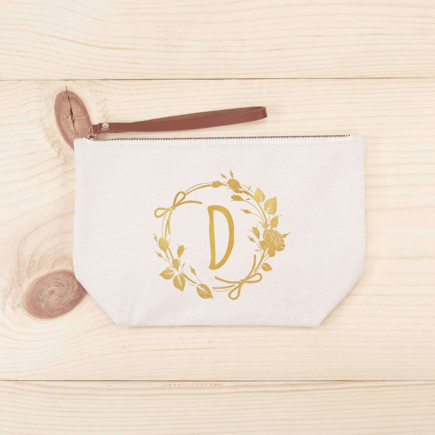 ElegantPark Monogrammed Gifts for Women D Initial Tote Bag Personalized Makeup Bag Wedding Gifts Bir