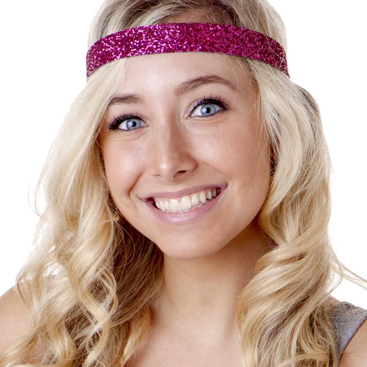 Hipsy Adjustable Non Slip Fashion Wide Bling Glitter Headbands for Women Girls & Teens 2-Pack (Black