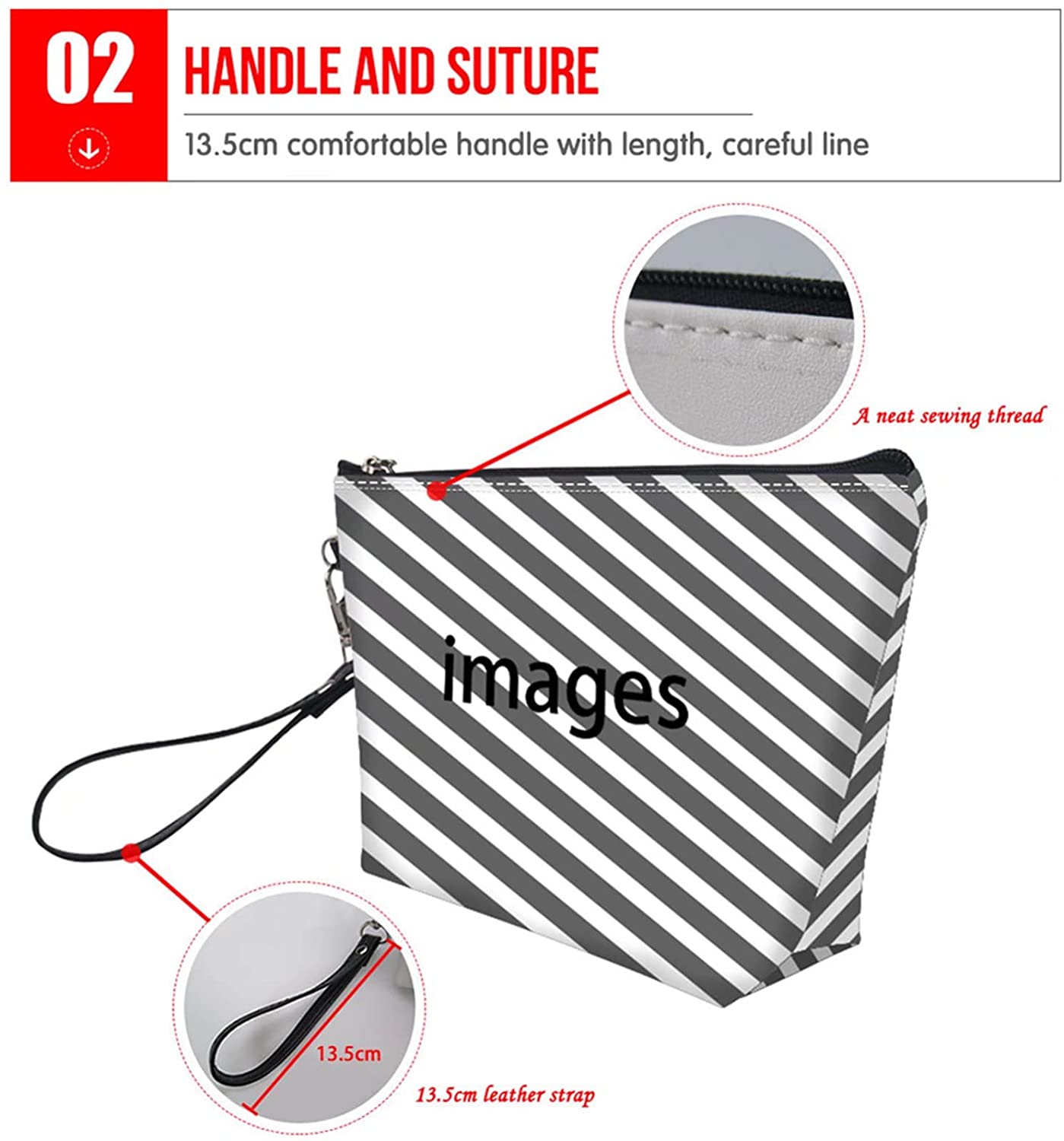 Pensura Makeup Bag Travel Cosmetic Handbag for Women Large Capacity Hold Pencil Coin PU Leather Prin