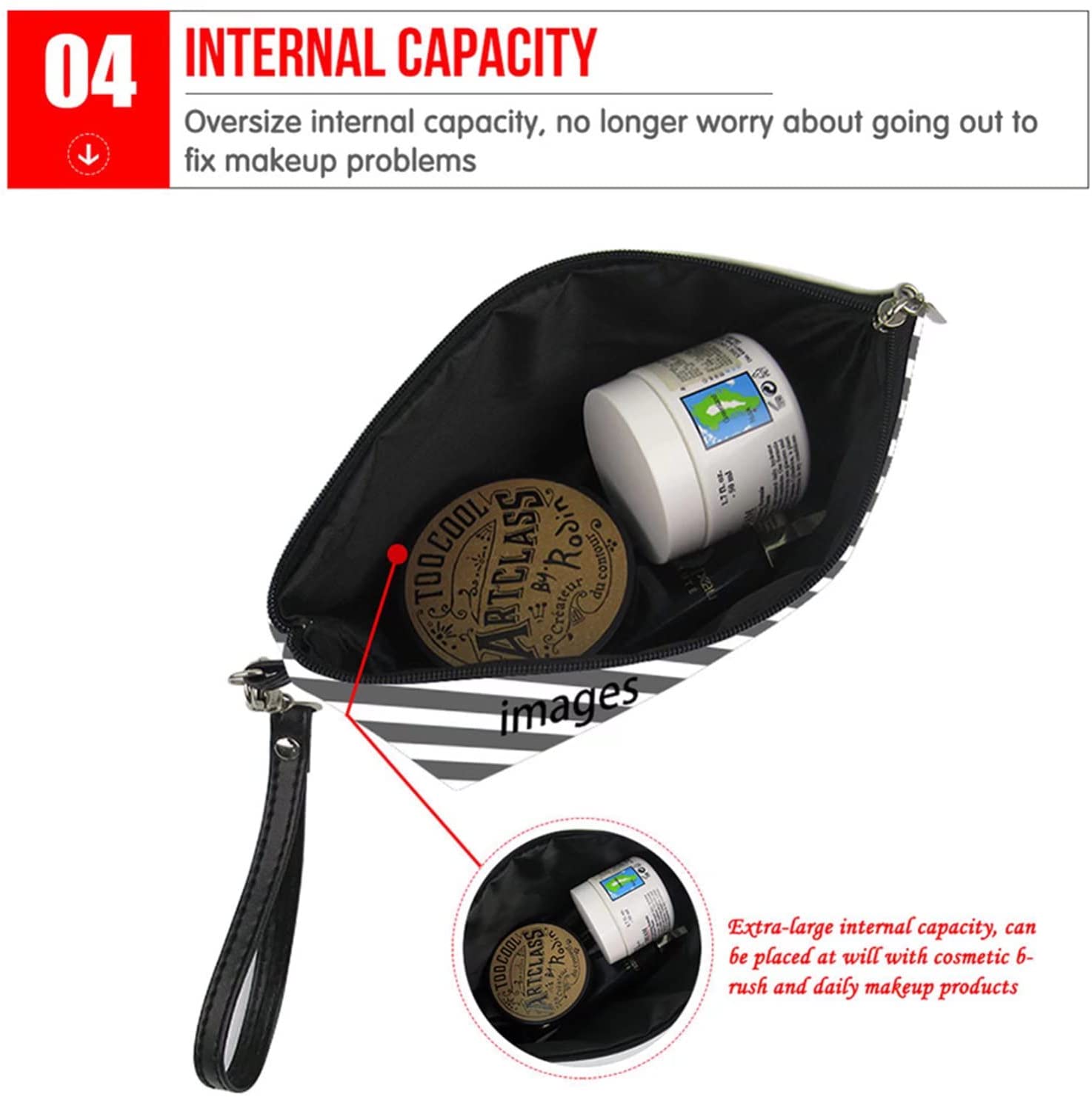 Pensura Makeup Bag Travel Cosmetic Handbag for Women Large Capacity Hold Pencil Coin PU Leather Prin