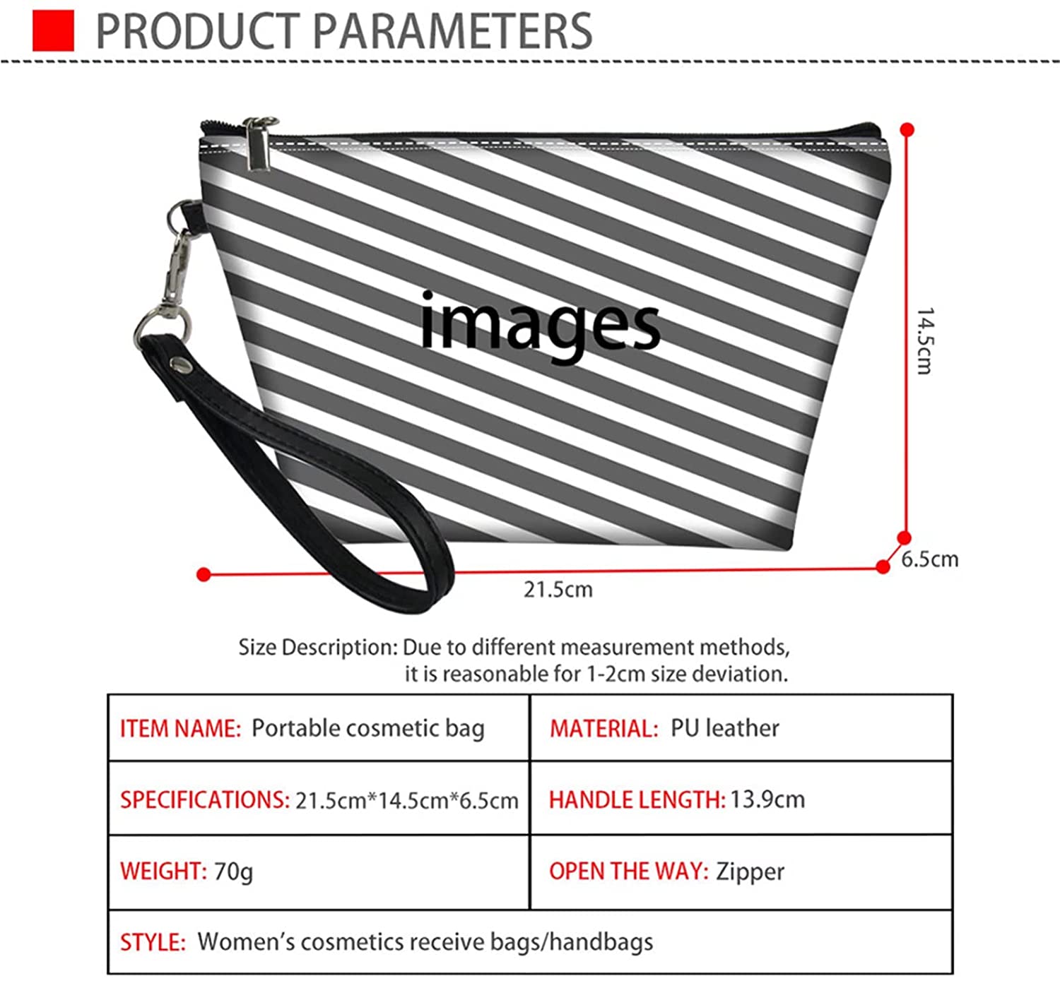 Pensura Makeup Bag Travel Cosmetic Handbag for Women Large Capacity Hold Pencil Coin PU Leather Prin