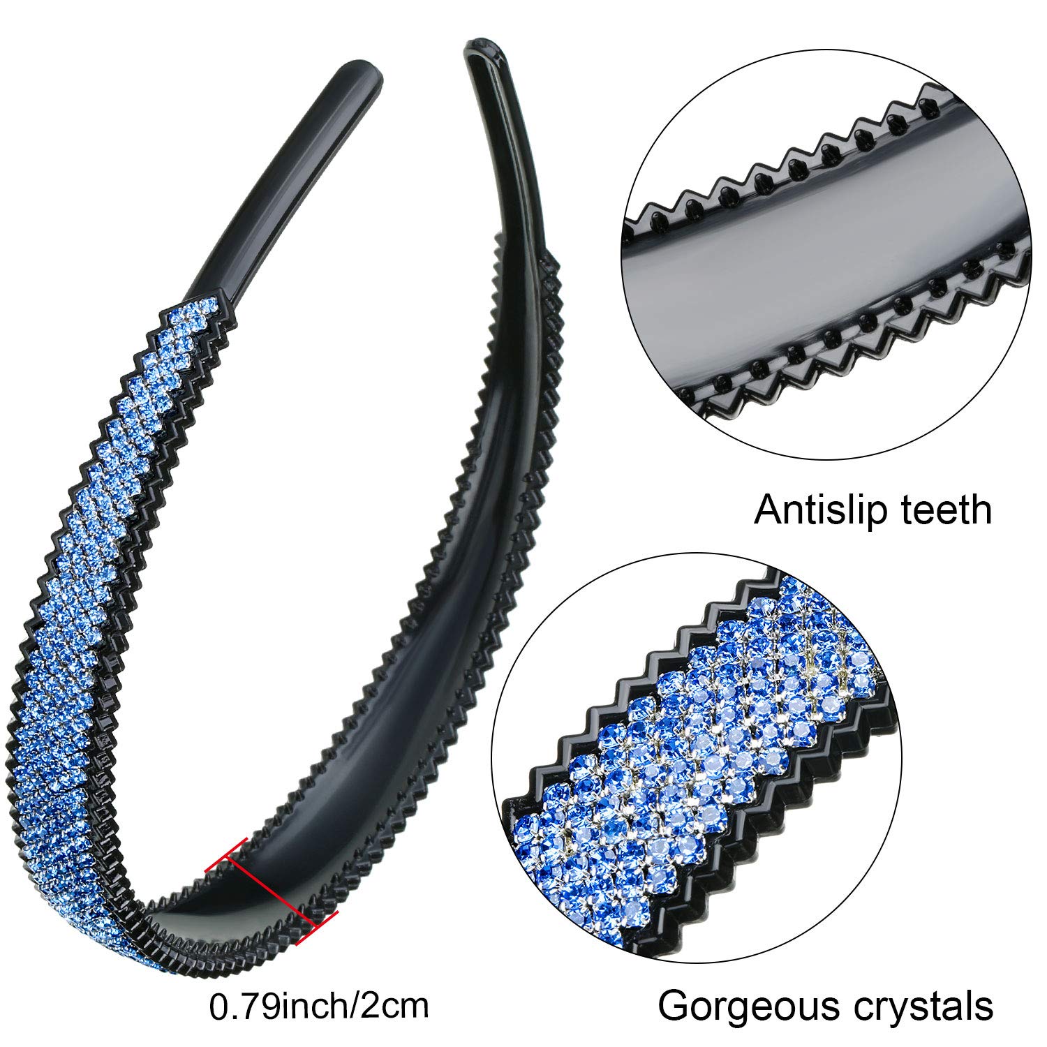 4 Pieces Crystal Rhinestone Headband Teeth Comb Headbands Plastic Hair Band Crystal Beaded Bling Hai