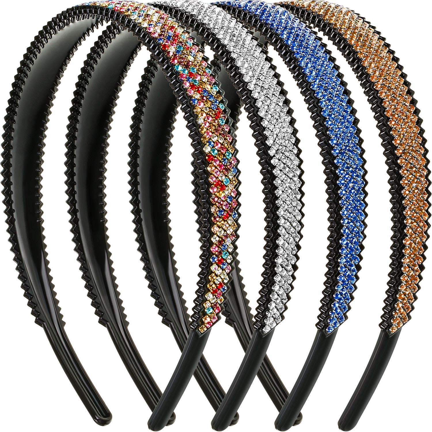 4 Pieces Crystal Rhinestone Headband Teeth Comb Headbands Plastic Hair Band Crystal Beaded Bling Hai