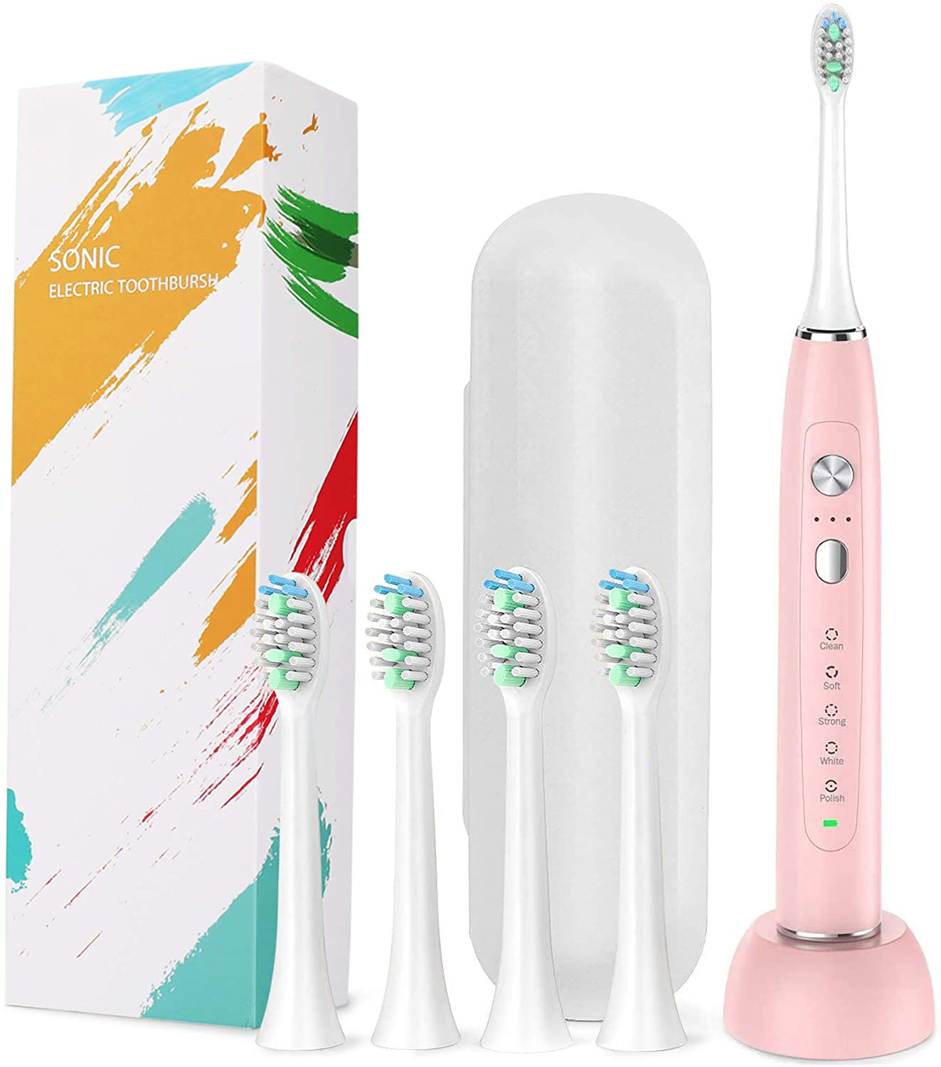 SARMOCARE Replacement Heads 2 Pack for Electric Toothbrush with 5 Modes (White)