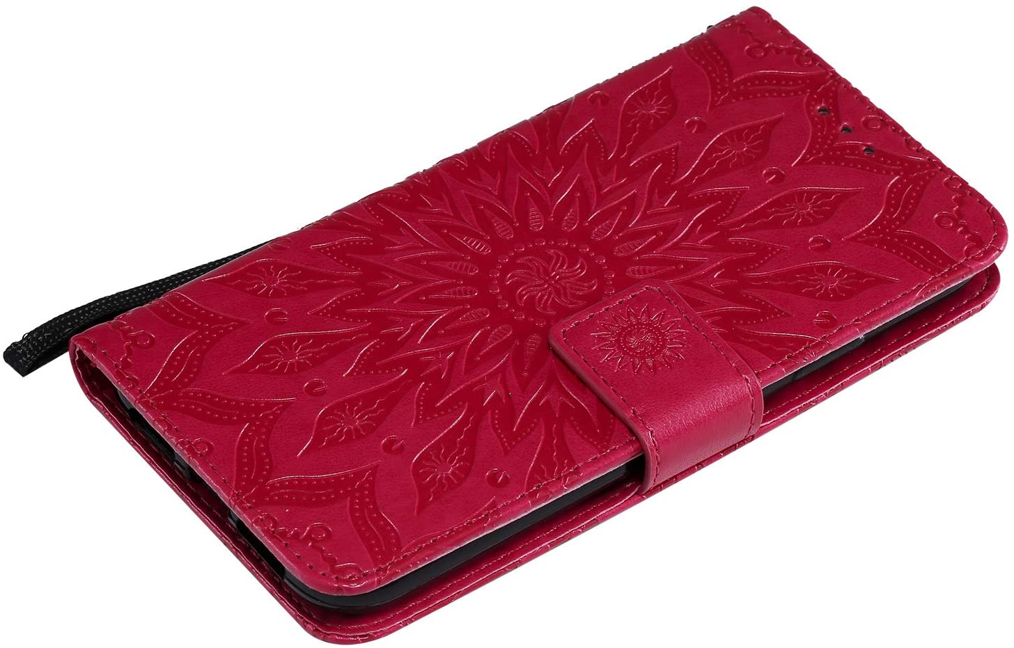 Cfrau Kickstand Wallet Case with Black Stylus for iPhone XR 6.1 inch,Retro Mandala Sunflower PU Leat