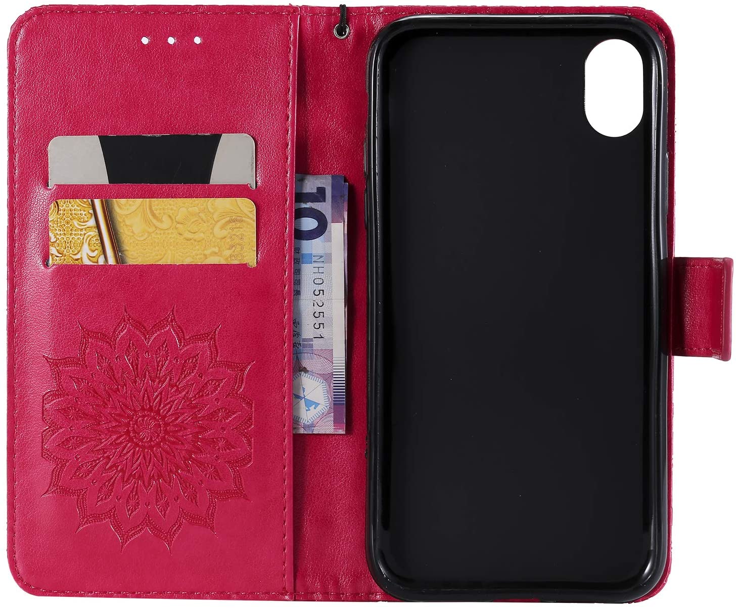 Cfrau Kickstand Wallet Case with Black Stylus for iPhone XR 6.1 inch,Retro Mandala Sunflower PU Leat