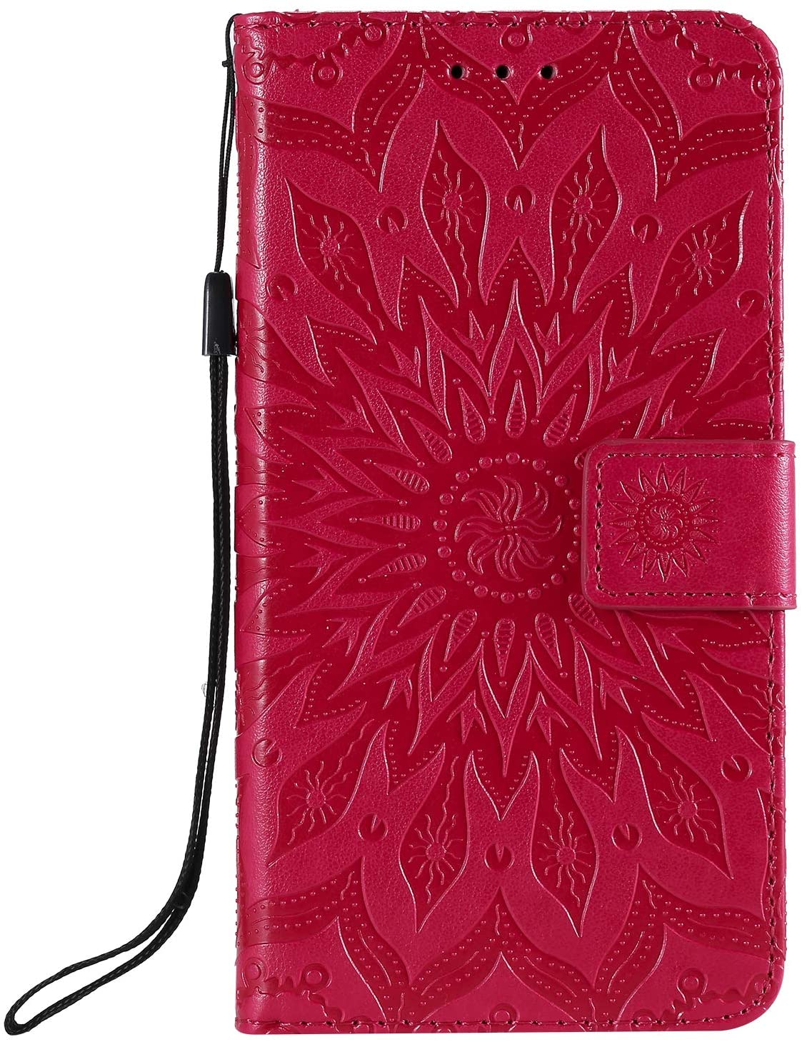 Cfrau Kickstand Wallet Case with Black Stylus for iPhone XR 6.1 inch,Retro Mandala Sunflower PU Leat