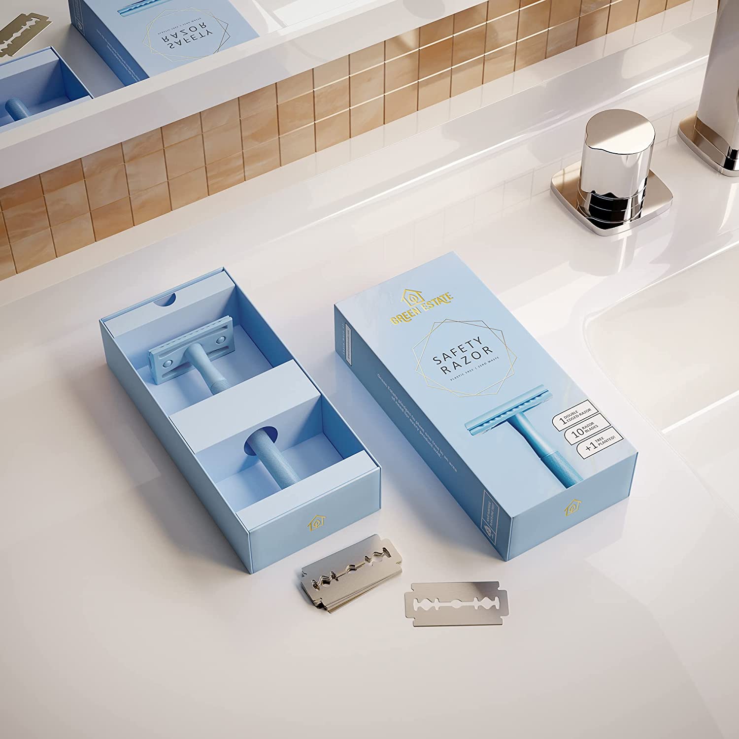 Double Edge Safety Razor for Women, Safety Razor with 10 Blades, Women Razor, Fits All Double Edge R