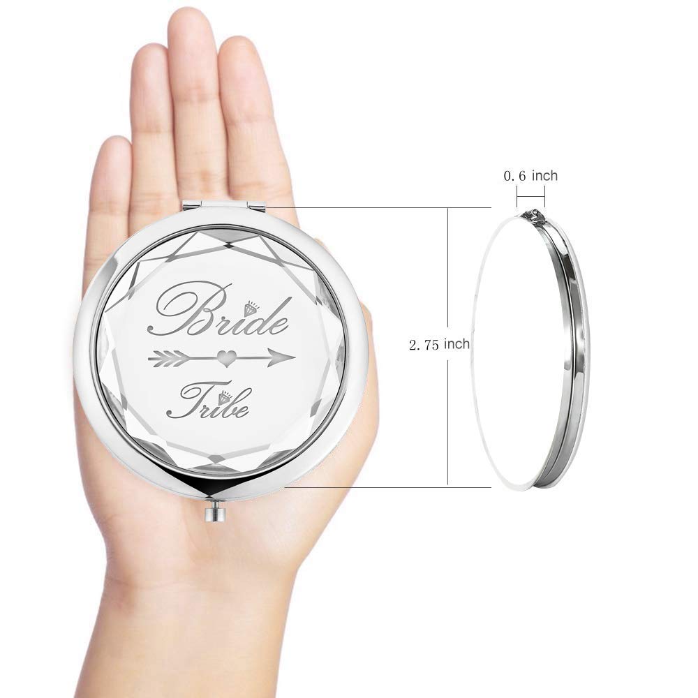 Pack of 9 Compact Pocket Makeup Mirrors Set Include 1 Bride to Be Mirror and 8 Bride