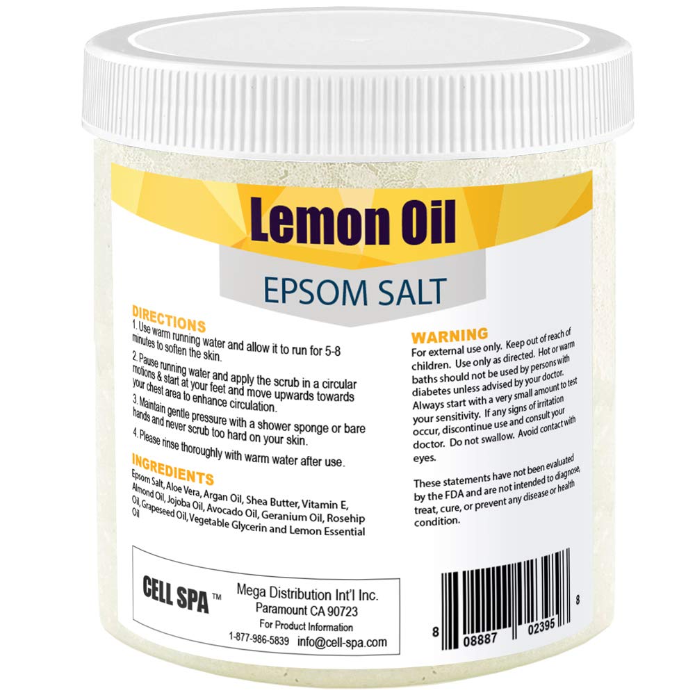 Exfoliating Lemon Oil Infused With Organic Essential Oils Body & Foot Scrub With Epsom Salt For Skin